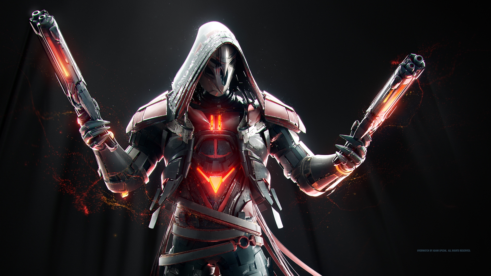 Reaper from Overwatch holding dual shotguns HD Wallpaper