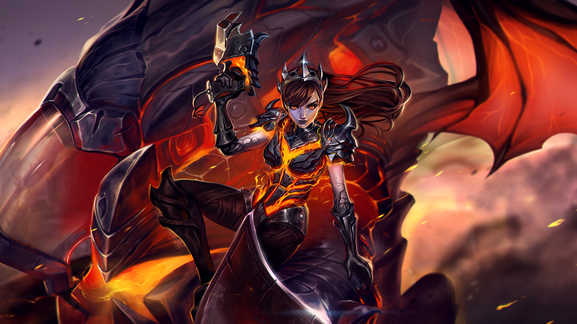 D.Va from Overwatch riding a dragon HD Wallpaper