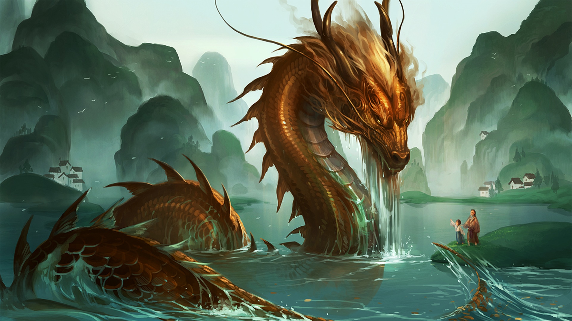 chinese dragon, digital art, dragon HD Wallpaper