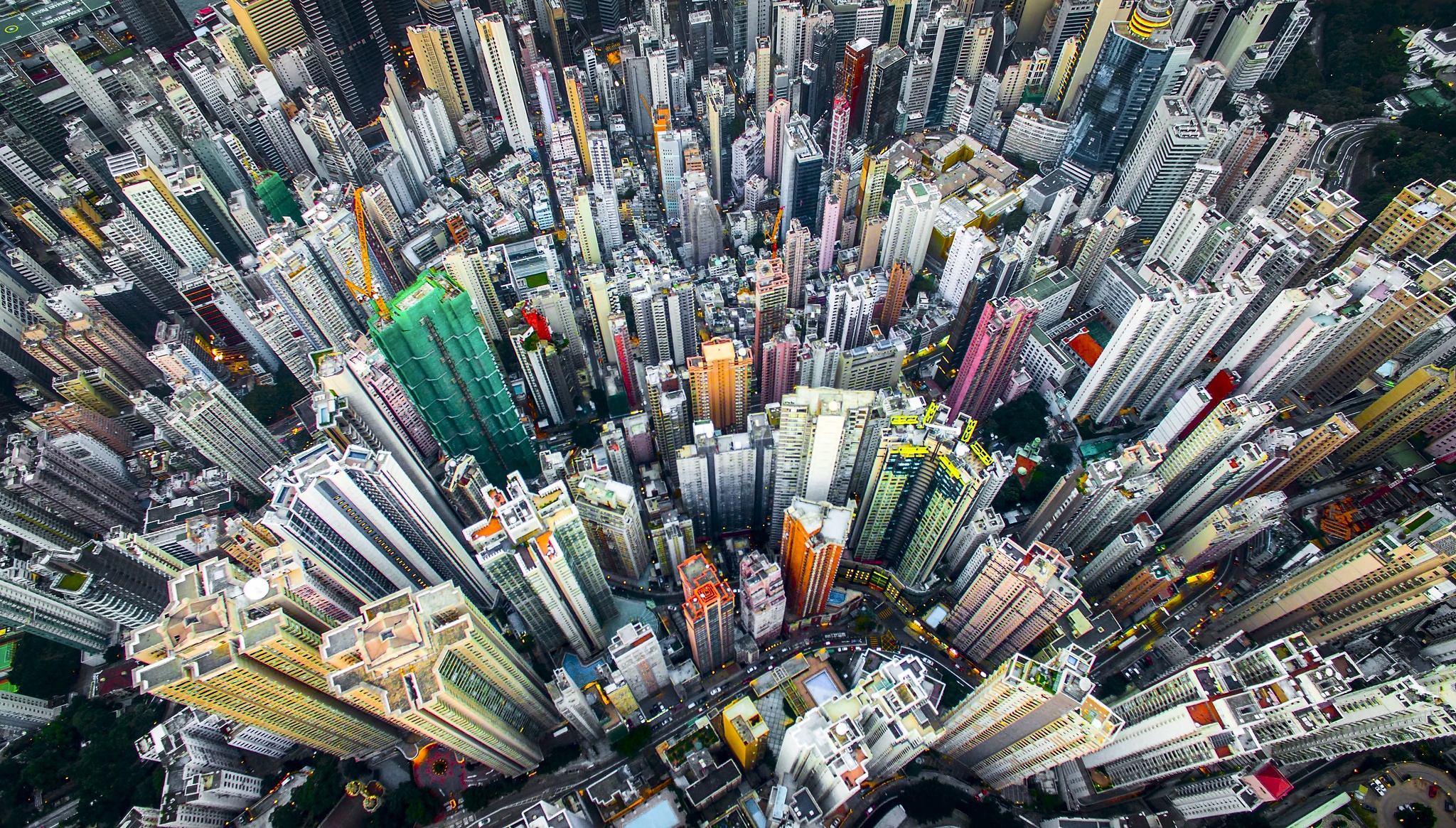 Aerial view of a dense cityscape in China HD Wallpaper