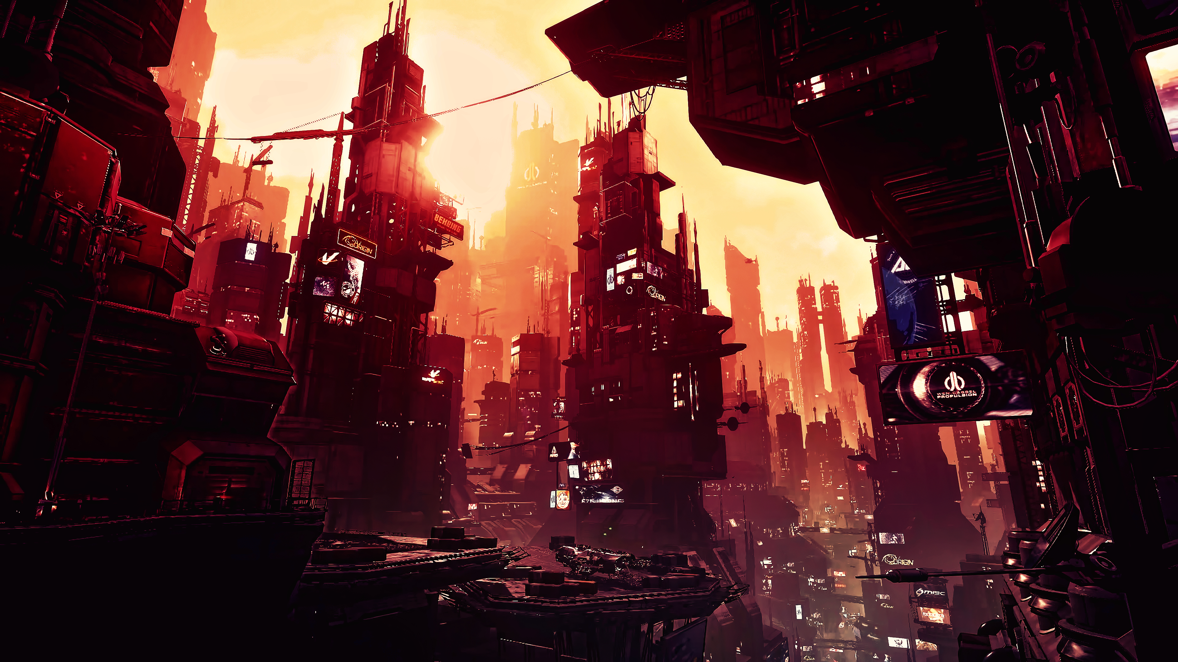 CGI, Star Citizen, night, cyberpunk, fantasy art, cityscape, fan art, futuristic city, artwork HD Wallpaper