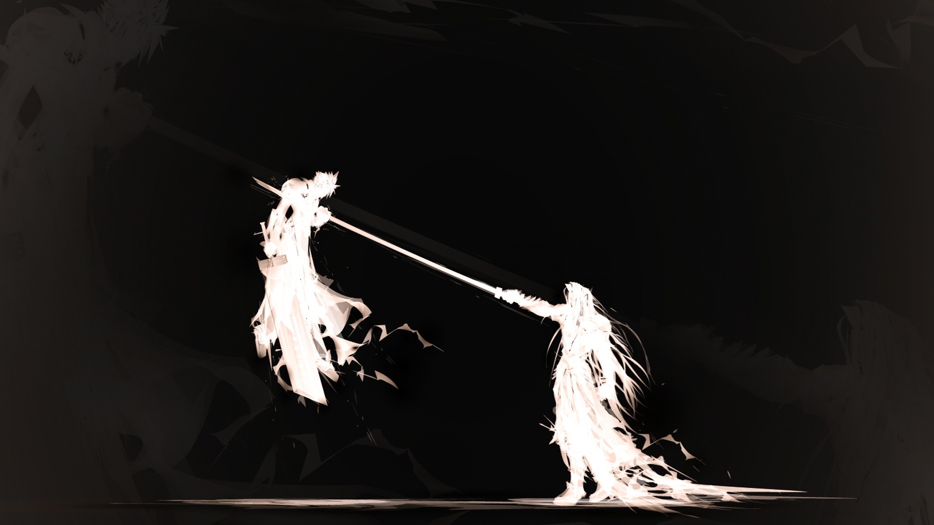 Cloud and Sephiroth from Final Fantasy VII clashing swords HD Wallpaper
