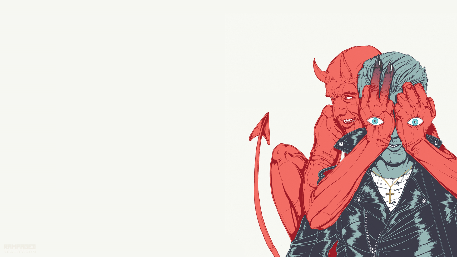 Devil behind a man with eyes covered HD Wallpaper