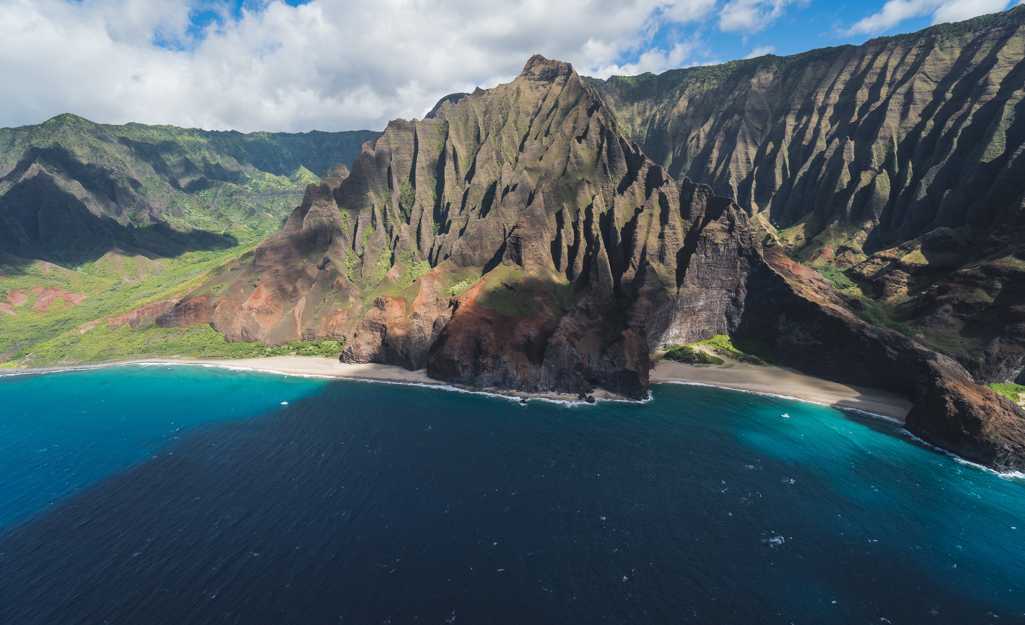 Na Pali Coast Kauai Hawaii Aerial View HD Wallpaper