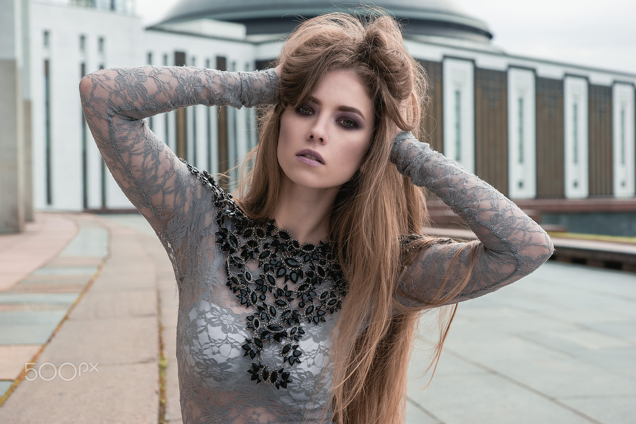 Woman with long hair and see-through clothing HD Wallpaper