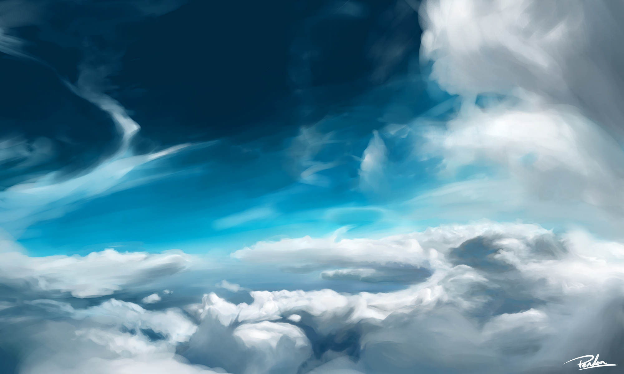Digital painting of a cloudy sky HD Wallpaper