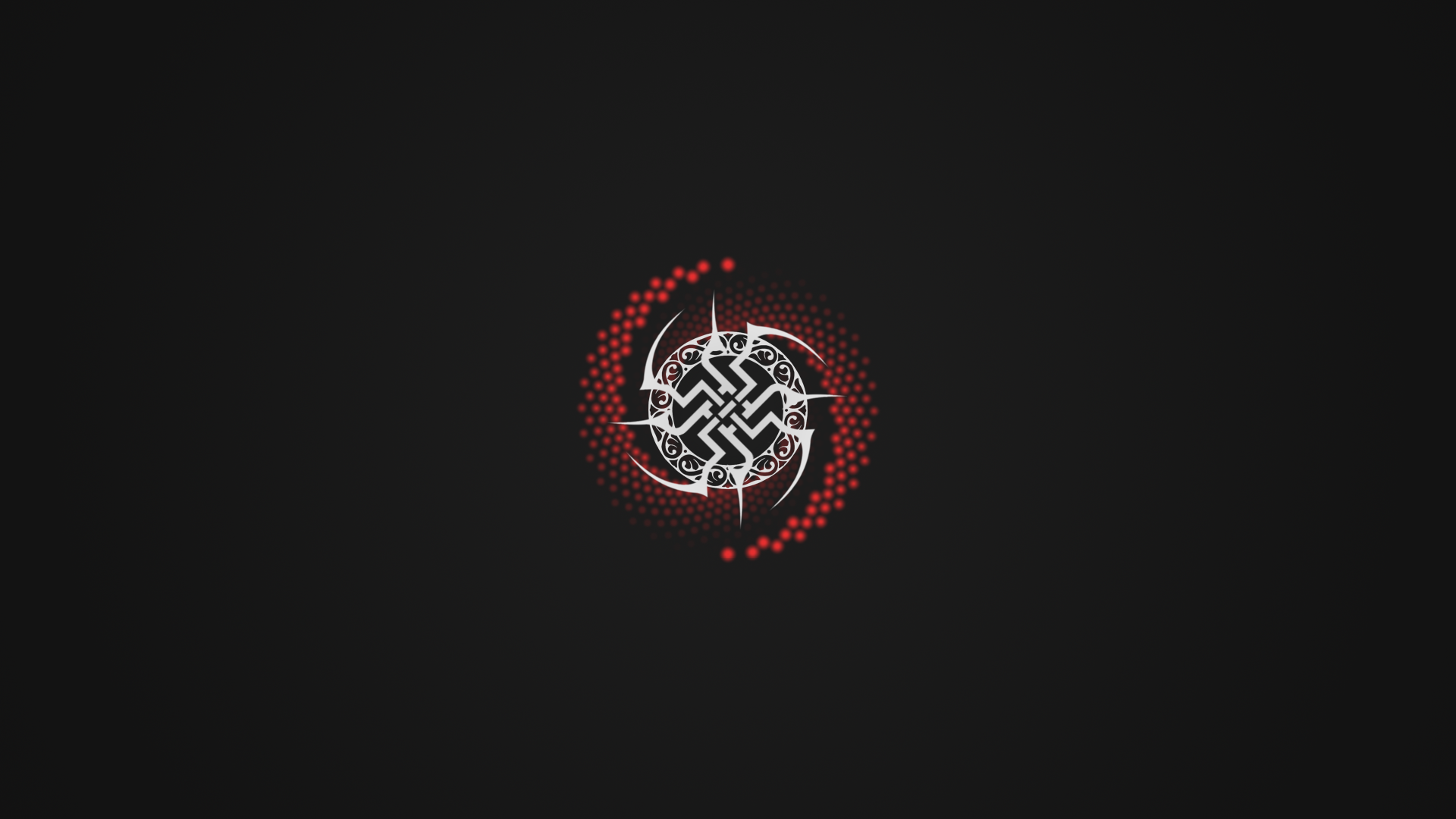 Abstract tribal symbol with red dots HD Wallpaper