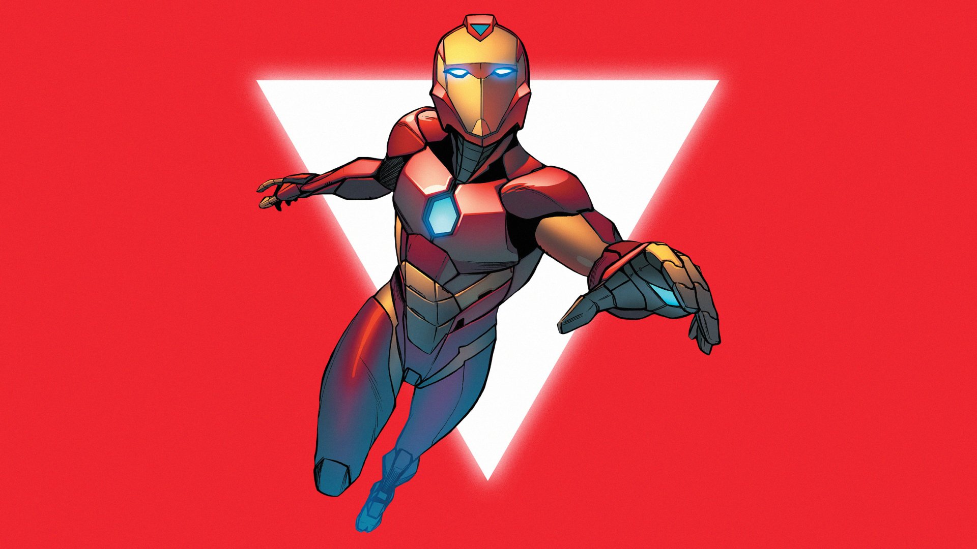 Iron Man in a red and gold suit flying HD Wallpaper
