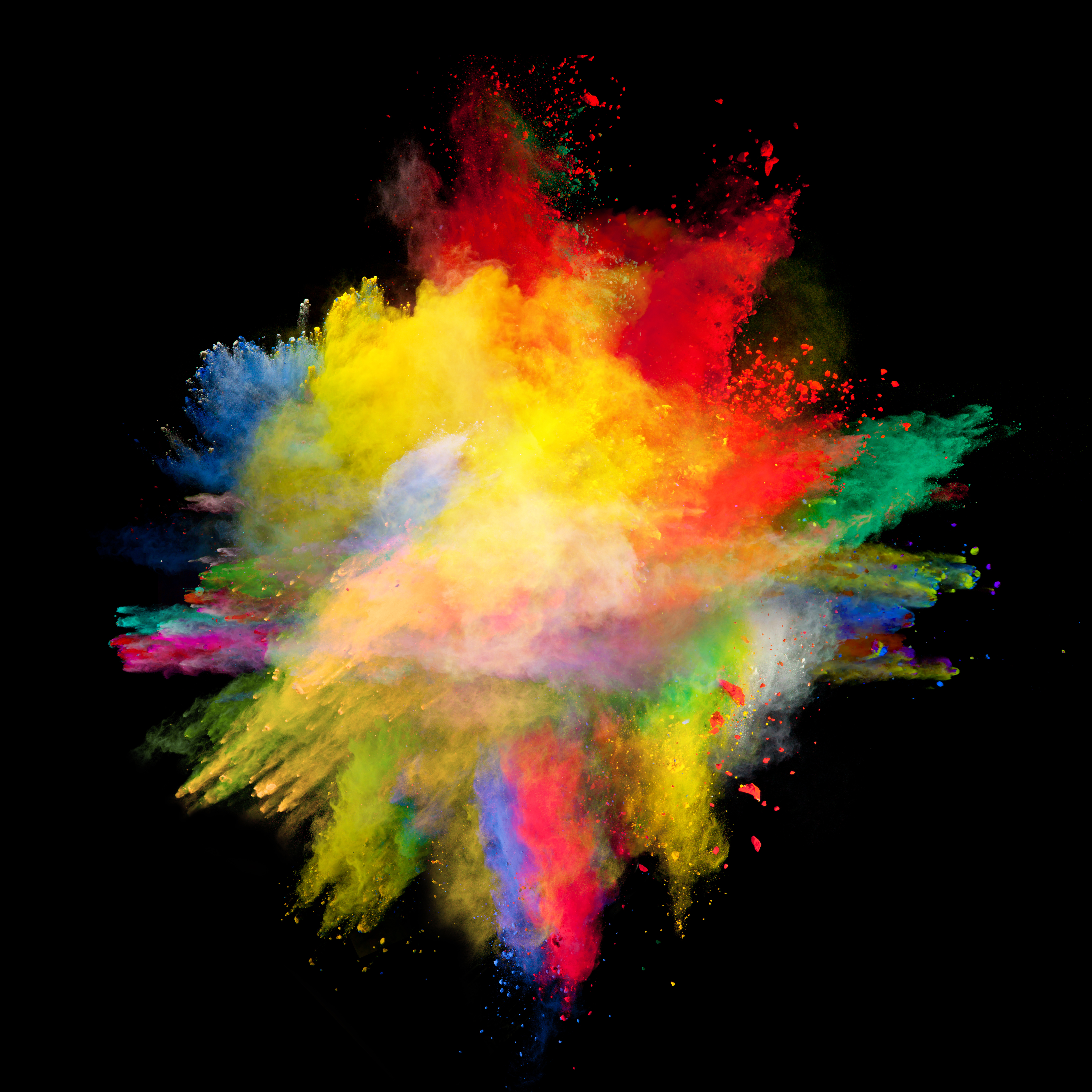 Colorful powder explosion against black background HD Wallpaper