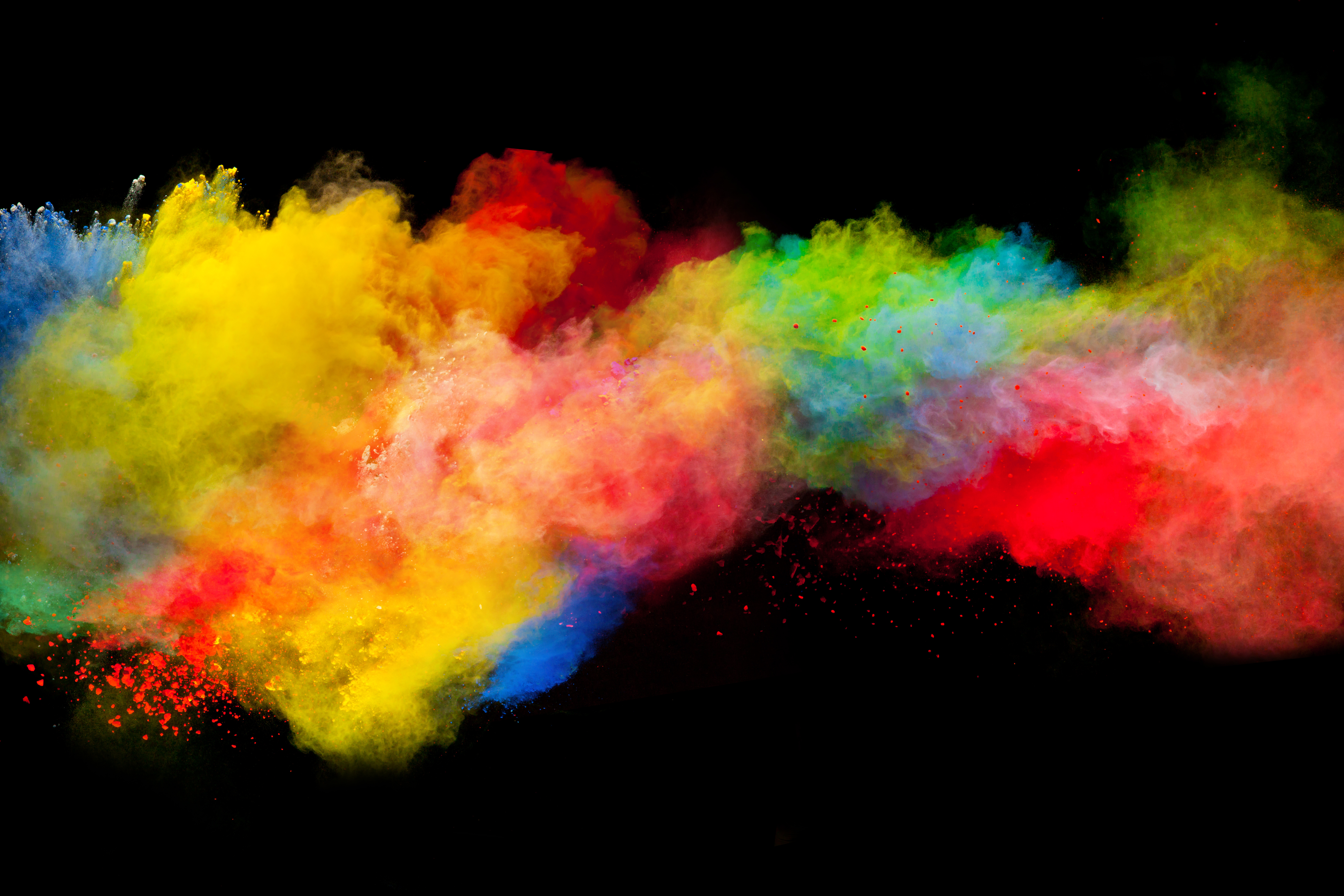 Explosion of colorful powder on black background HD Wallpaper