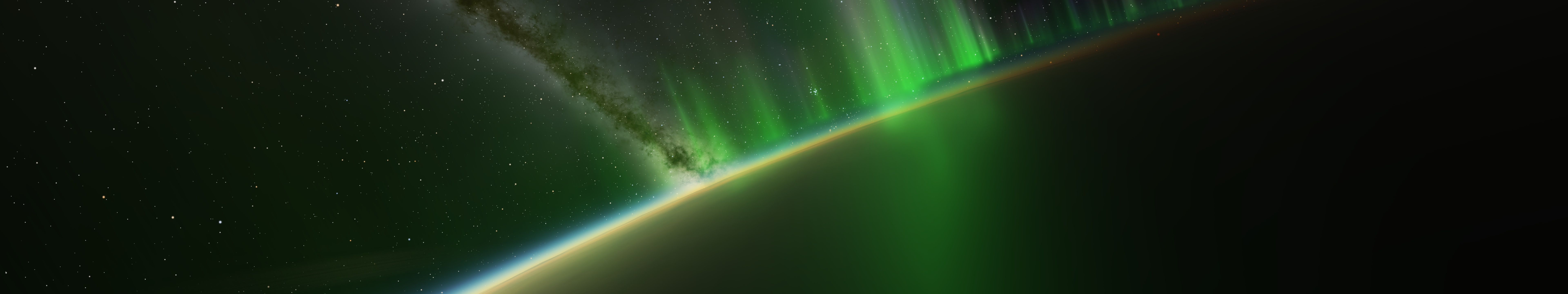 Aurora Borealis over a planet in space HD Wallpaper