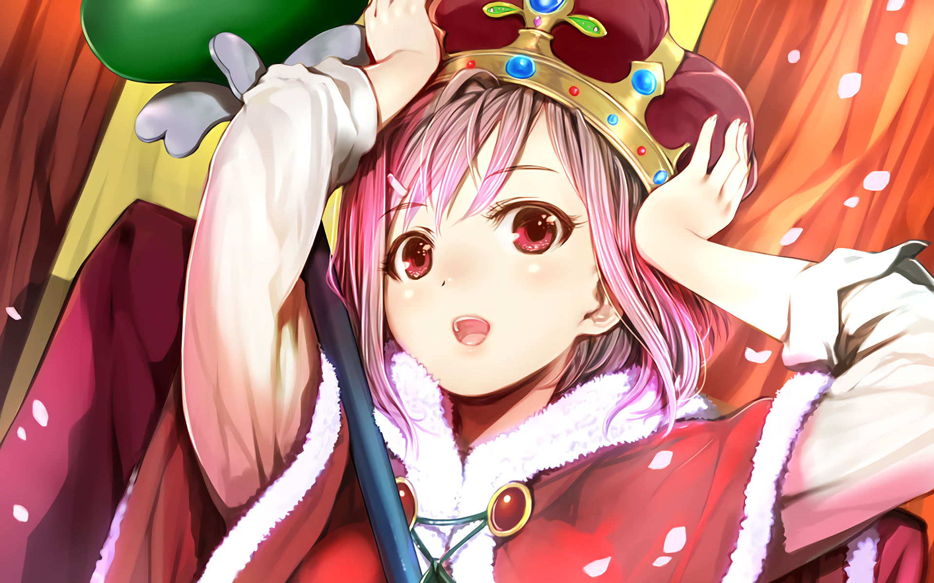 Koharu Yoshino from Sakura Quest wearing a crown HD Wallpaper