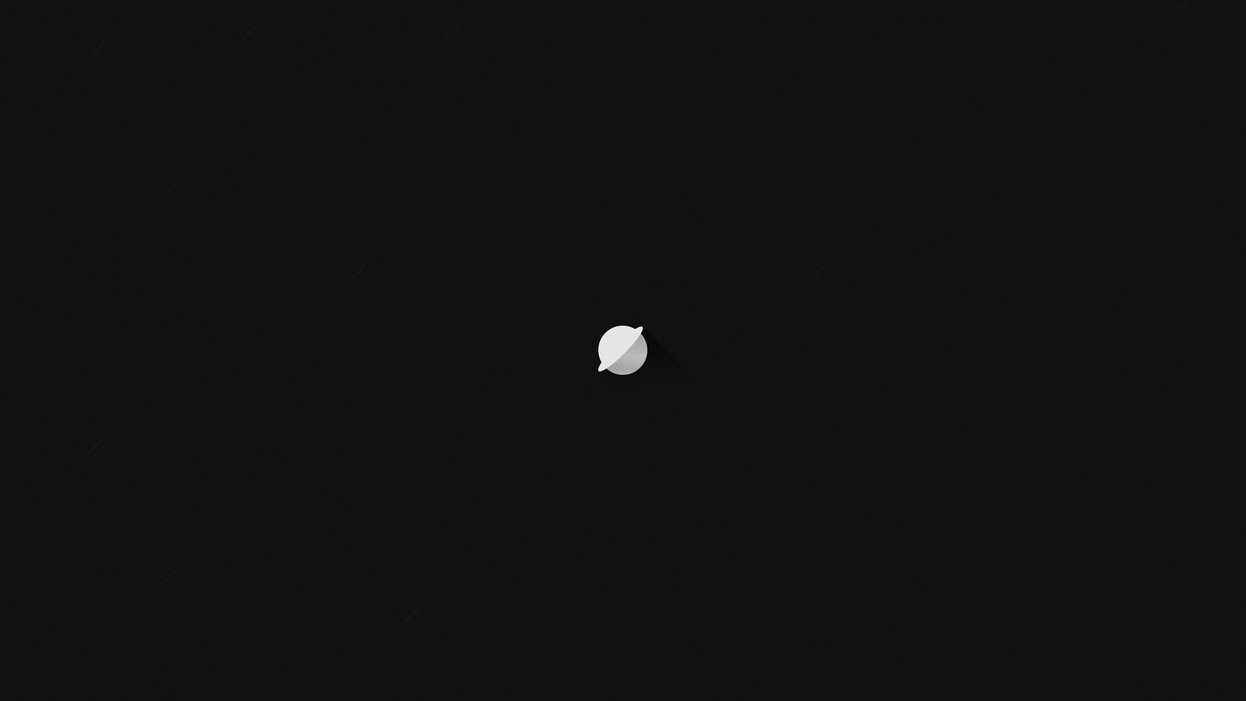 Minimalist planet with rings on black background HD Wallpaper