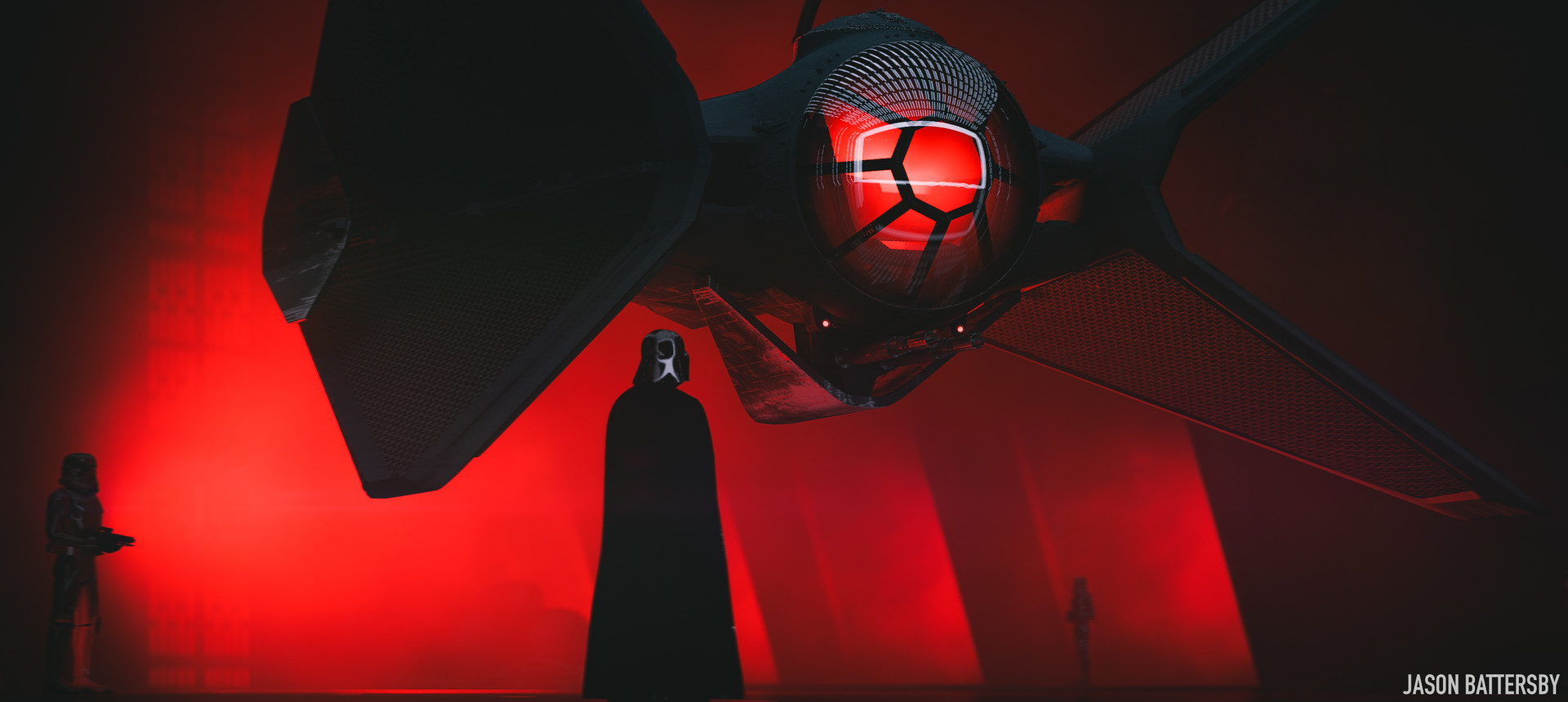 Darth Vader and TIE Fighter concept art by Jason Battersby HD Wallpaper