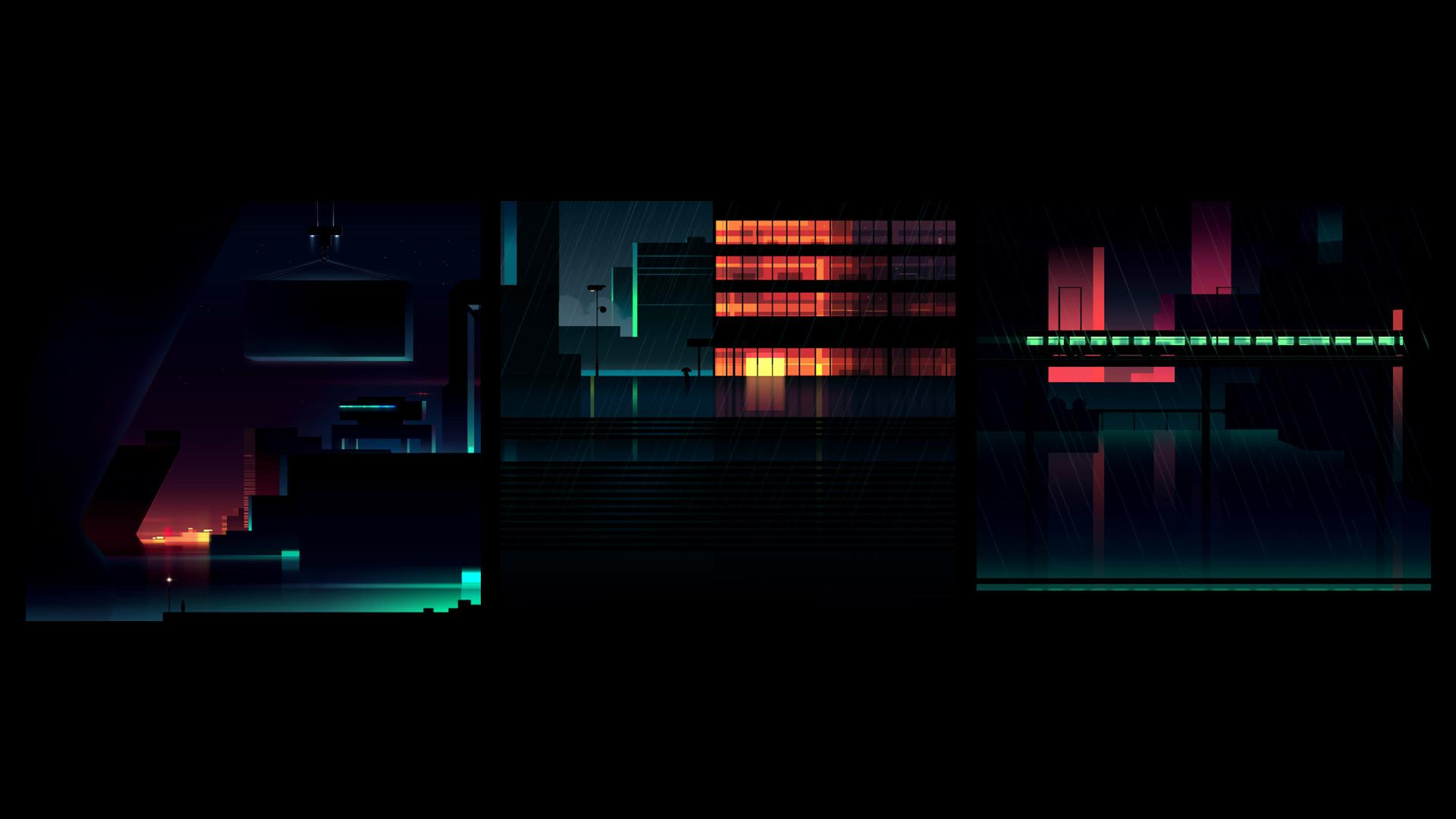 Minimalist dark cityscape by Romain Trystam HD Wallpaper