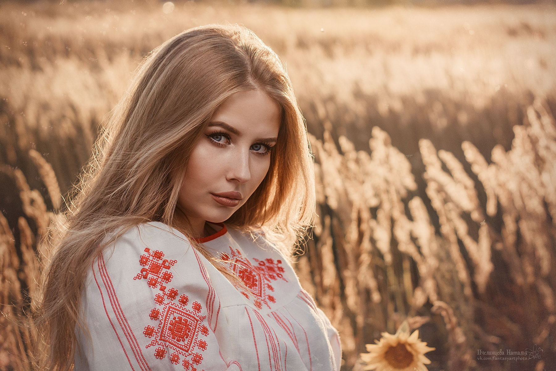 Woman in traditional clothing in a field HD Wallpaper
