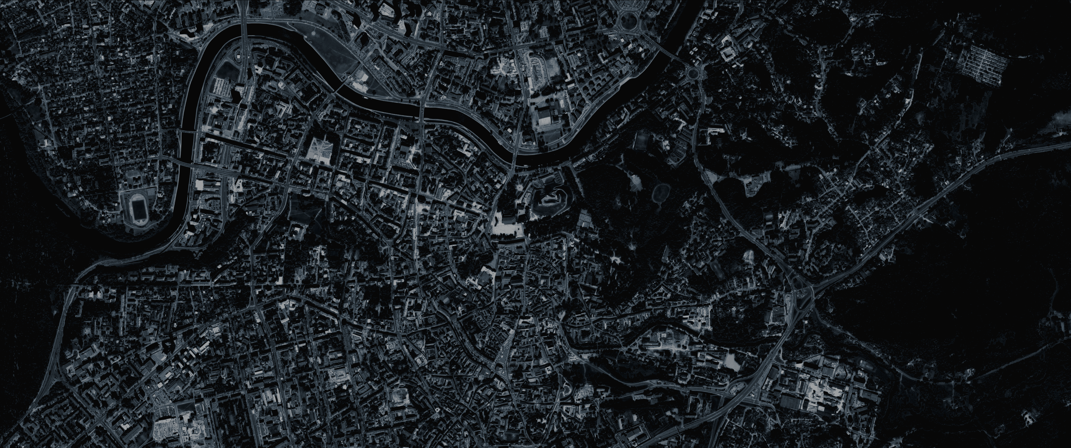 Aerial view of Vilnius, Lithuania at night HD Wallpaper