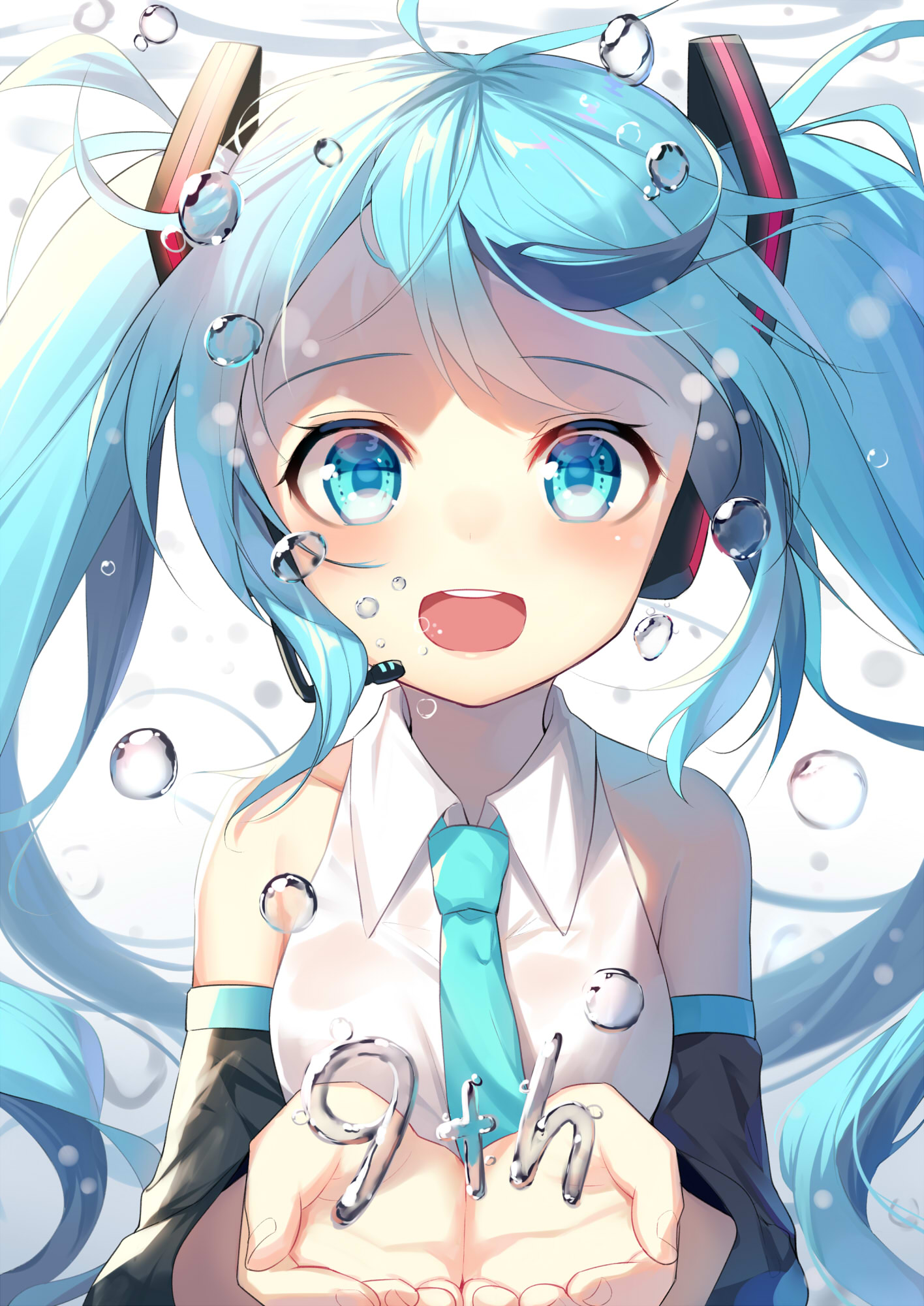 Hatsune Miku with bubbles HD Wallpaper