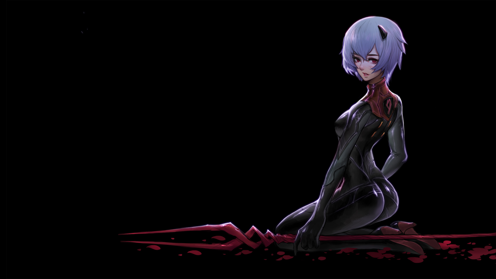 Ayanami Rei from Neon Genesis Evangelion with Spear of Longinus HD Wallpaper
