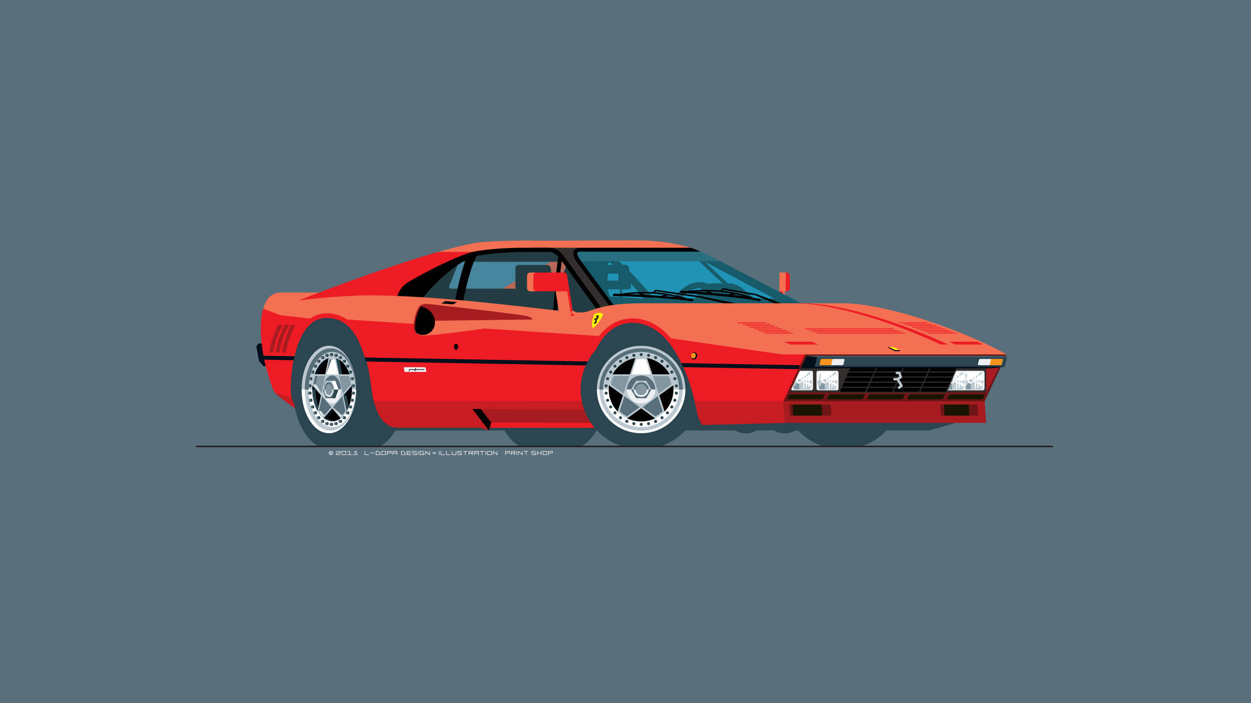 Red Ferrari 288 GTO Flat Design HD Wallpaper