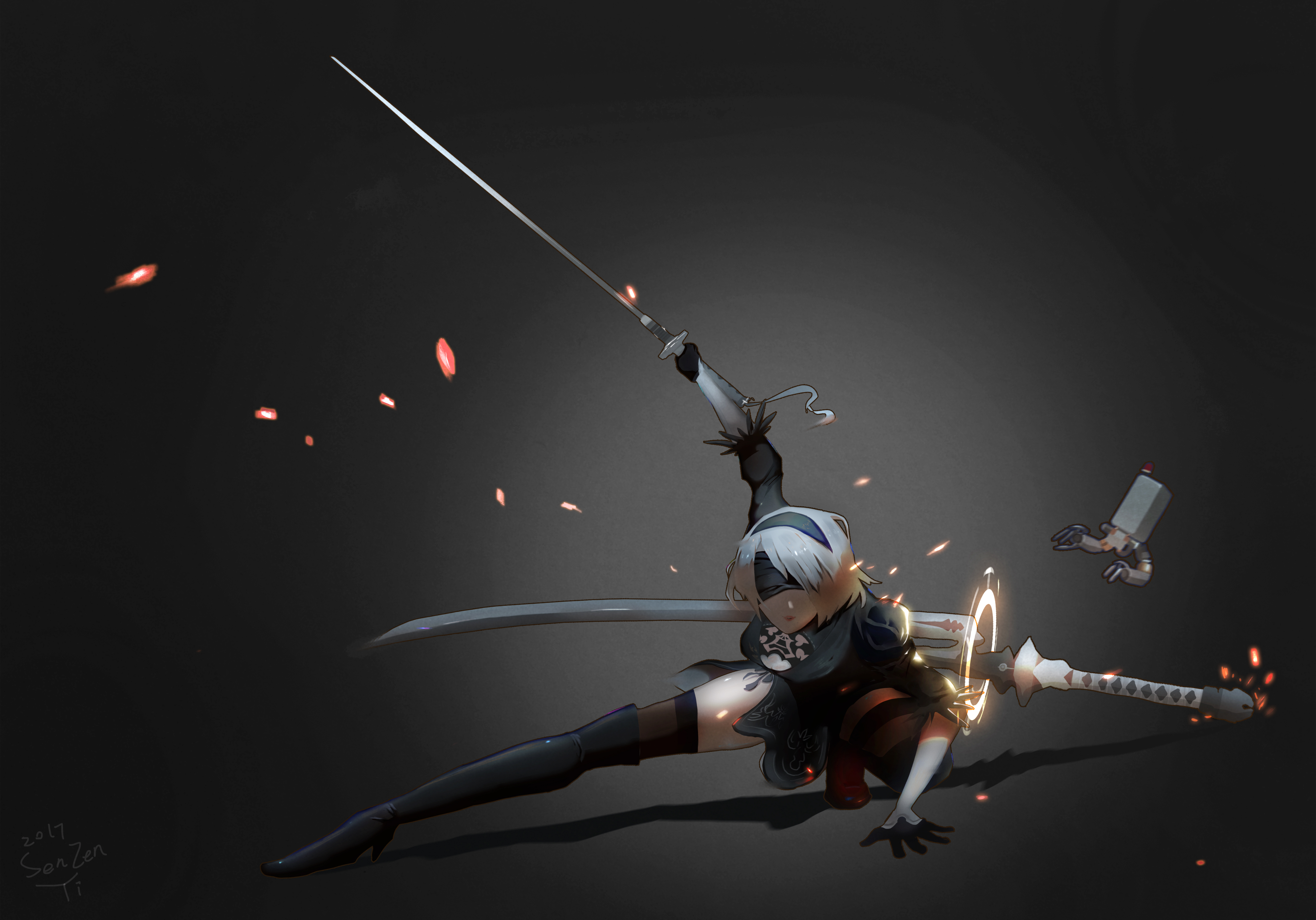 2B from Nier: Automata with swords HD Wallpaper