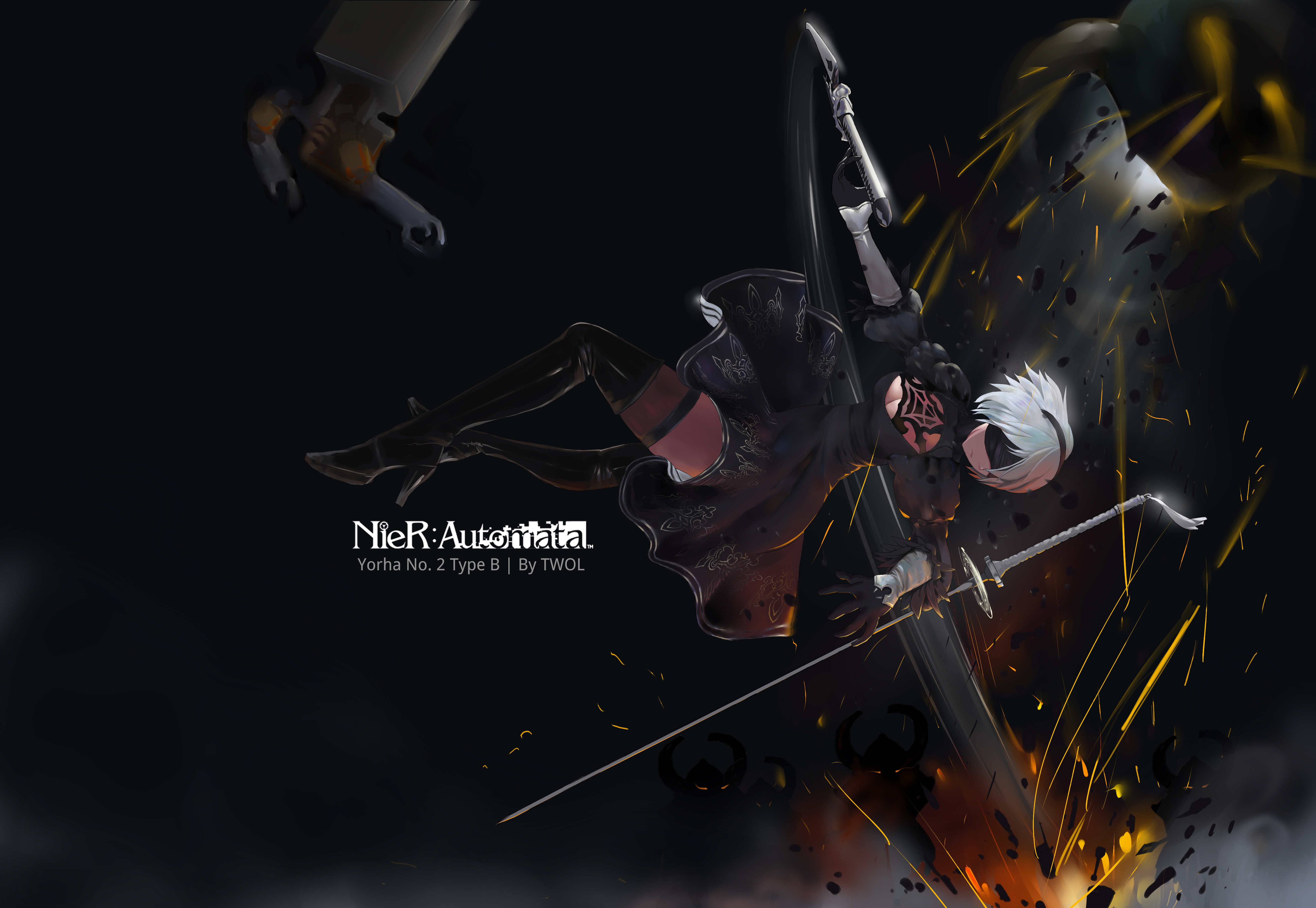 2B from Nier: Automata with Katana HD Wallpaper