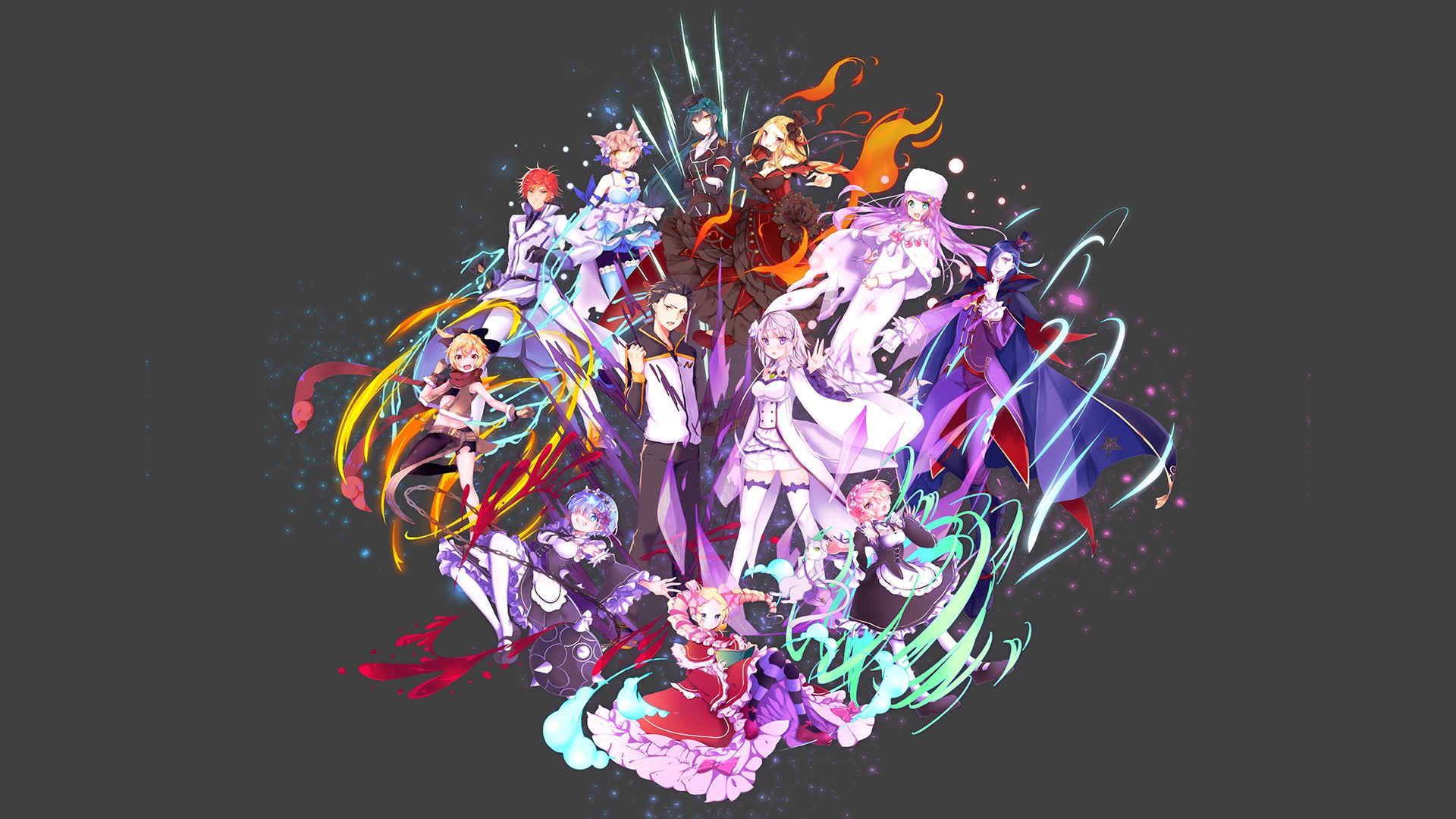 Re:Zero characters arranged in a circle HD Wallpaper