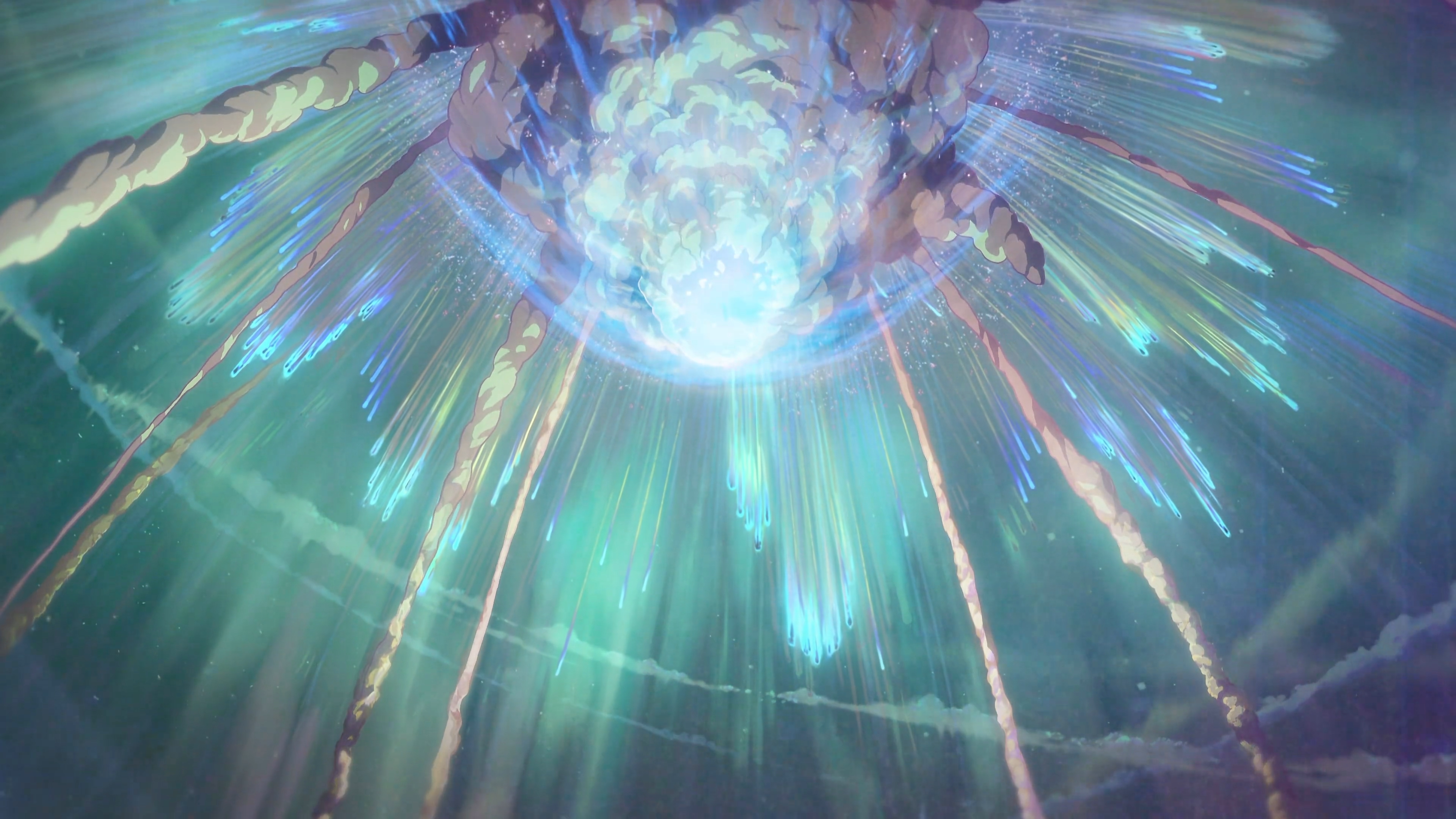 Explosion of light and smoke in anime style HD Wallpaper