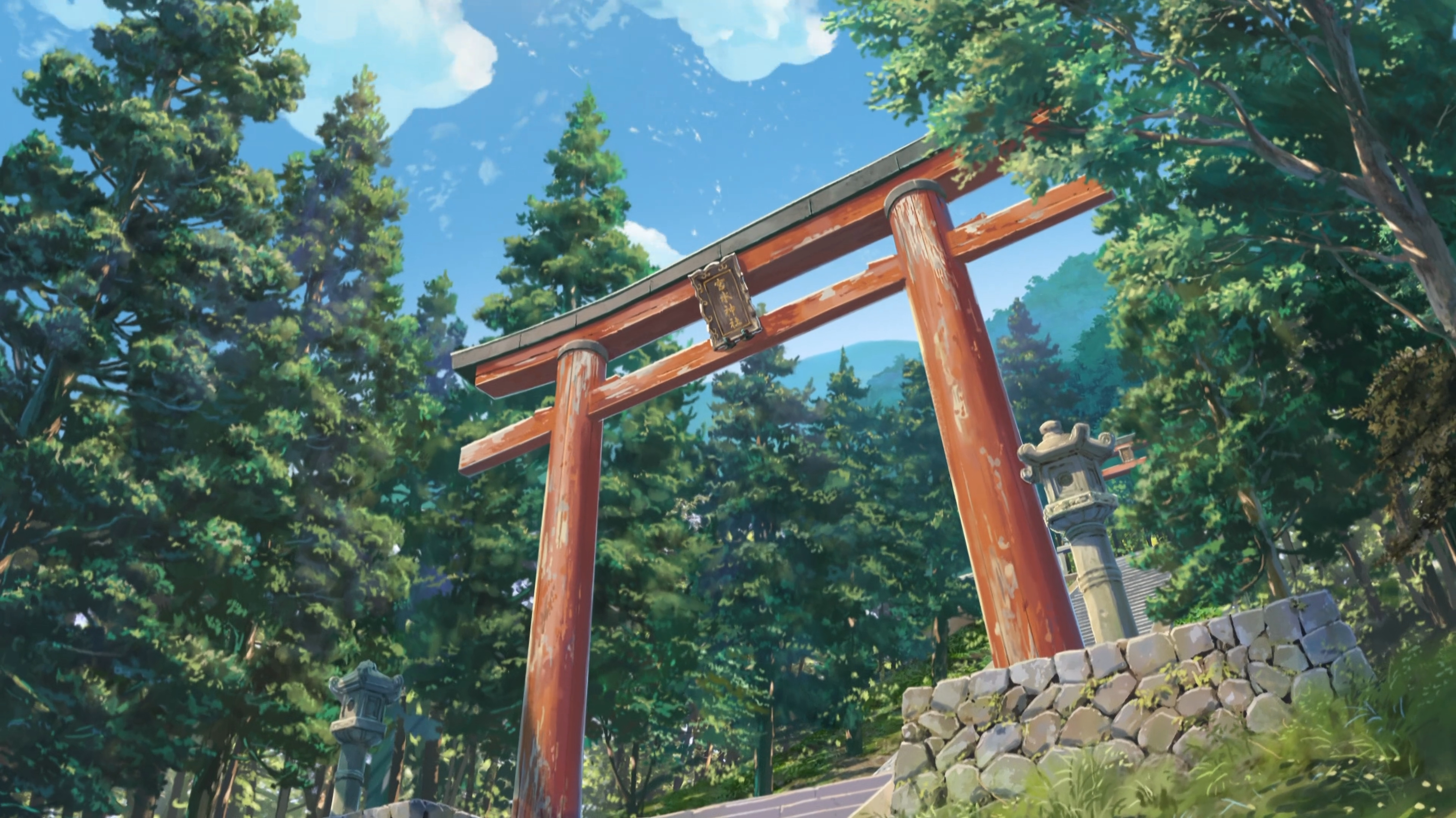 Torii Gate in a Forest HD Wallpaper