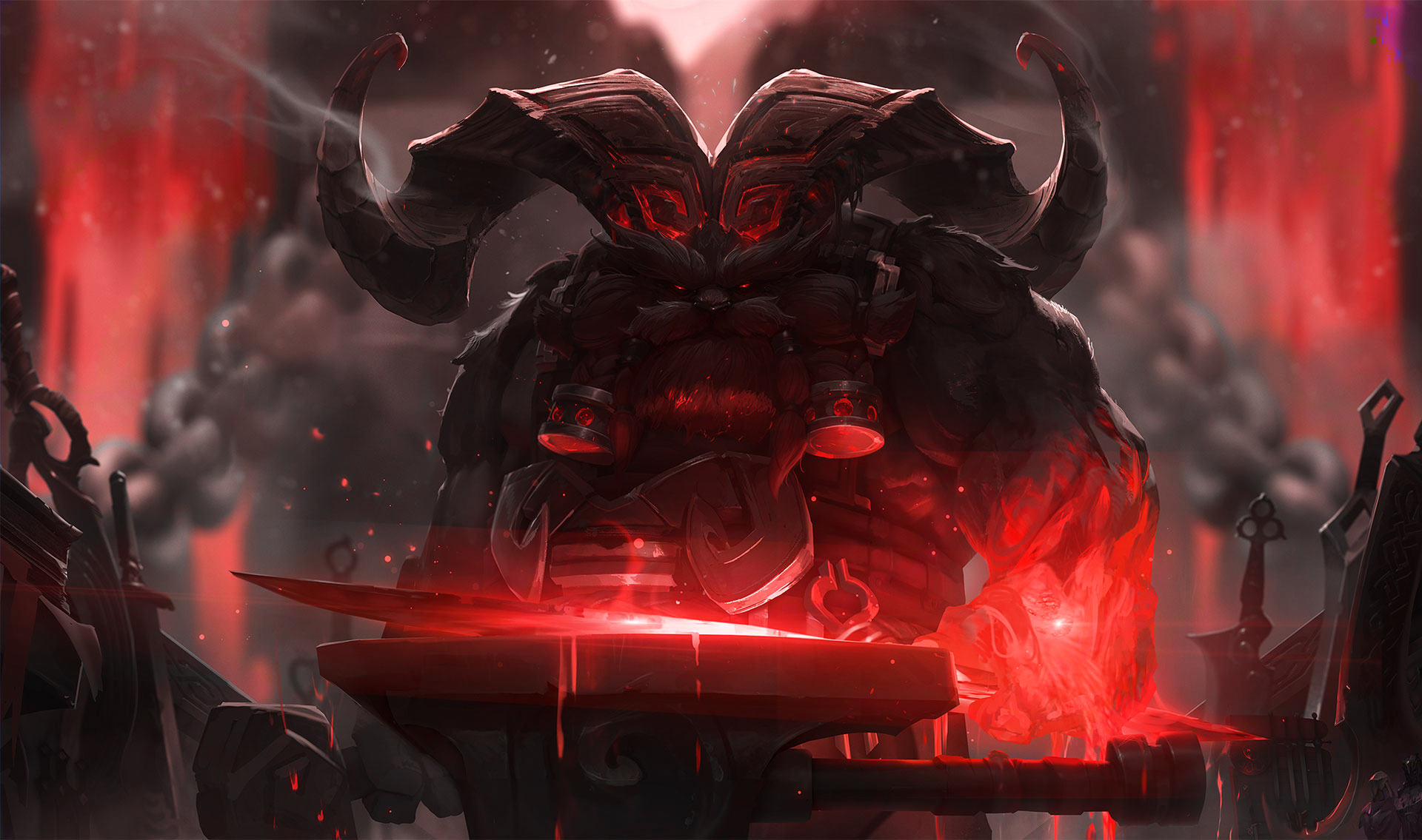 Ornn from League of Legends forging a weapon HD Wallpaper