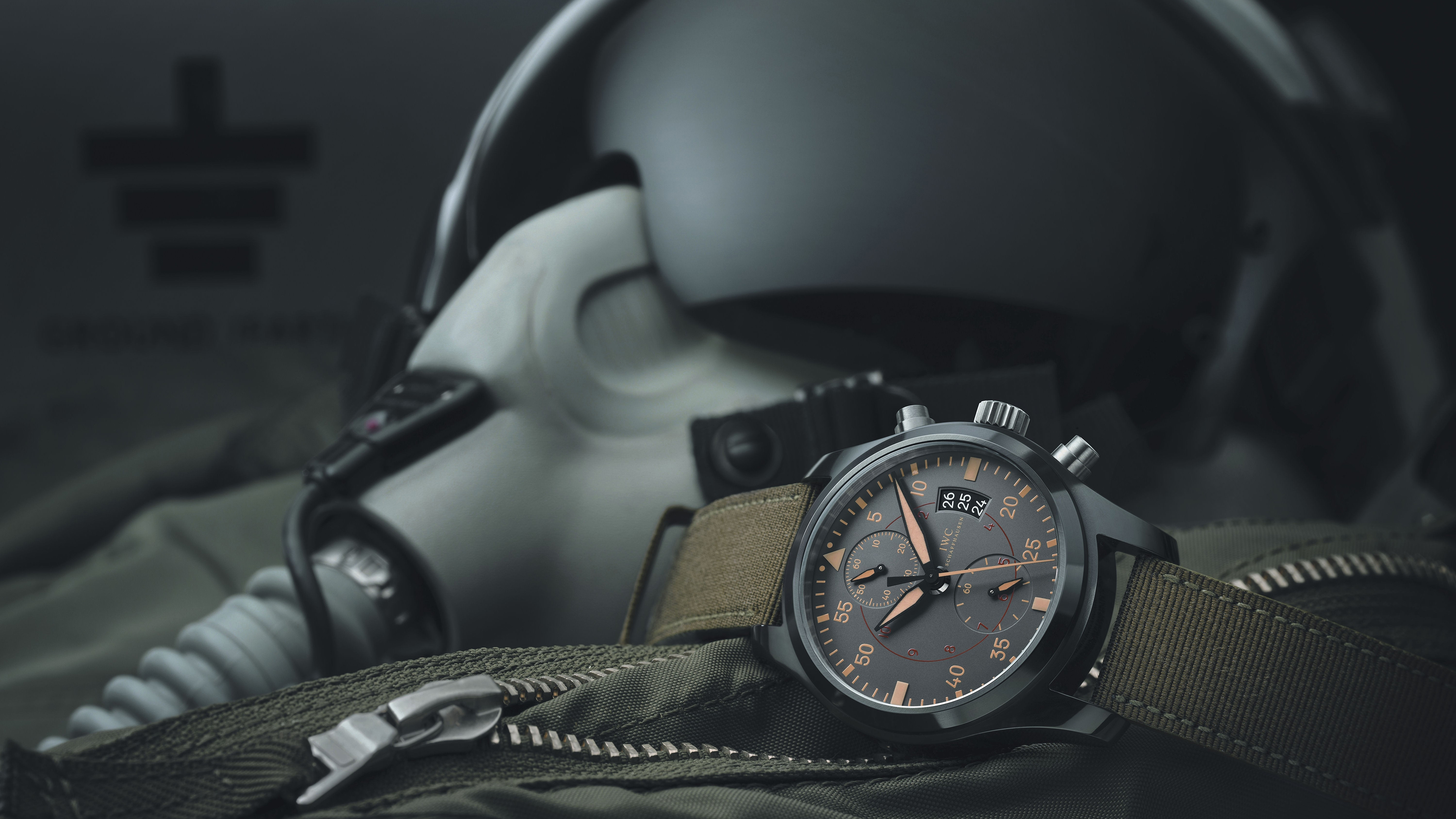 IWC Pilot's Watch with Aviator Helmet HD Wallpaper