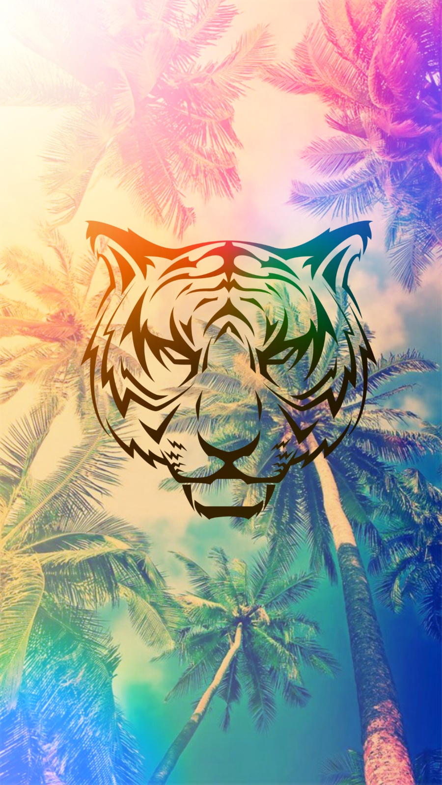 Tiger logo with palm trees HD Wallpaper