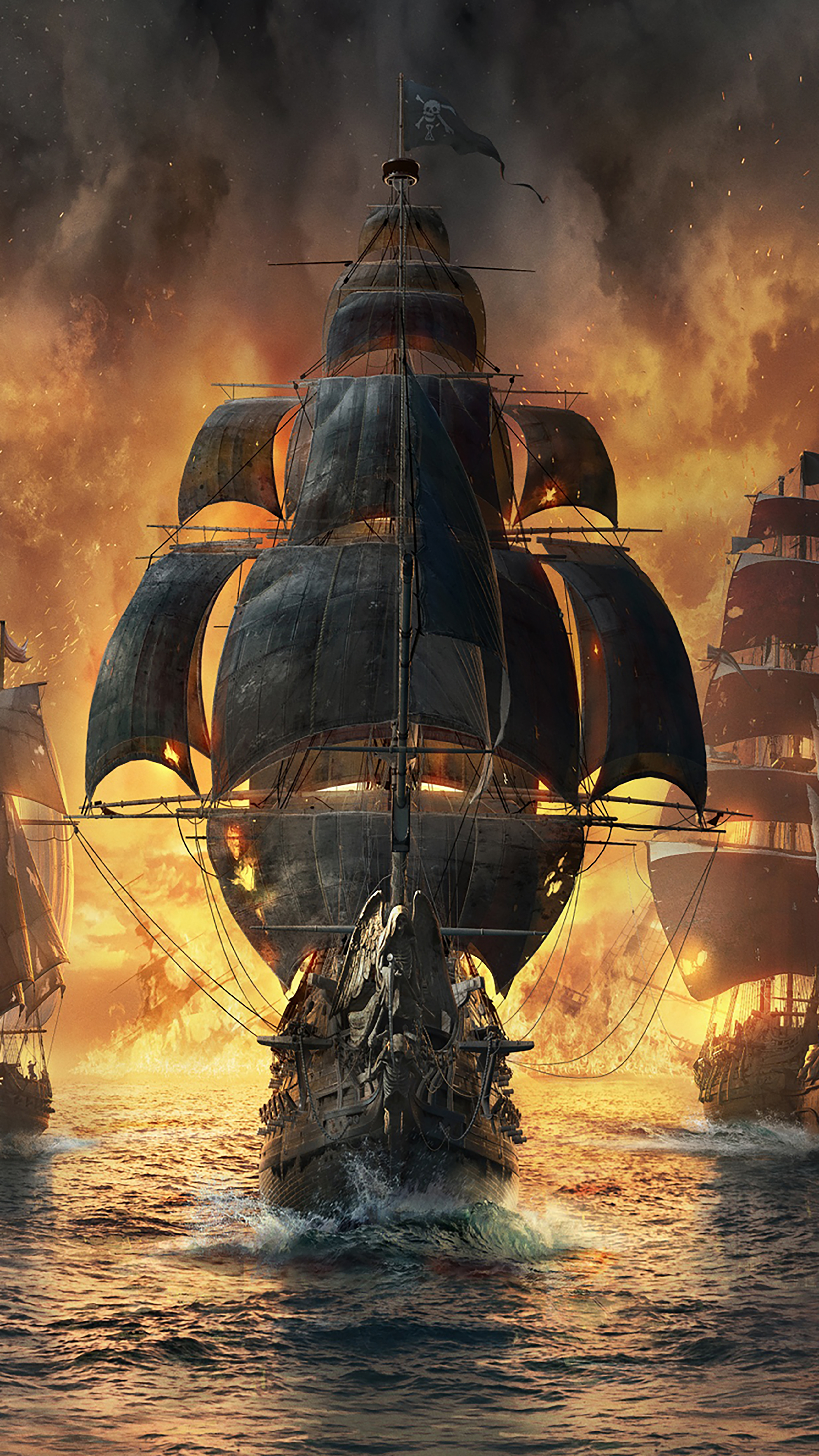 Skull and Bones pirate ships in battle HD Wallpaper