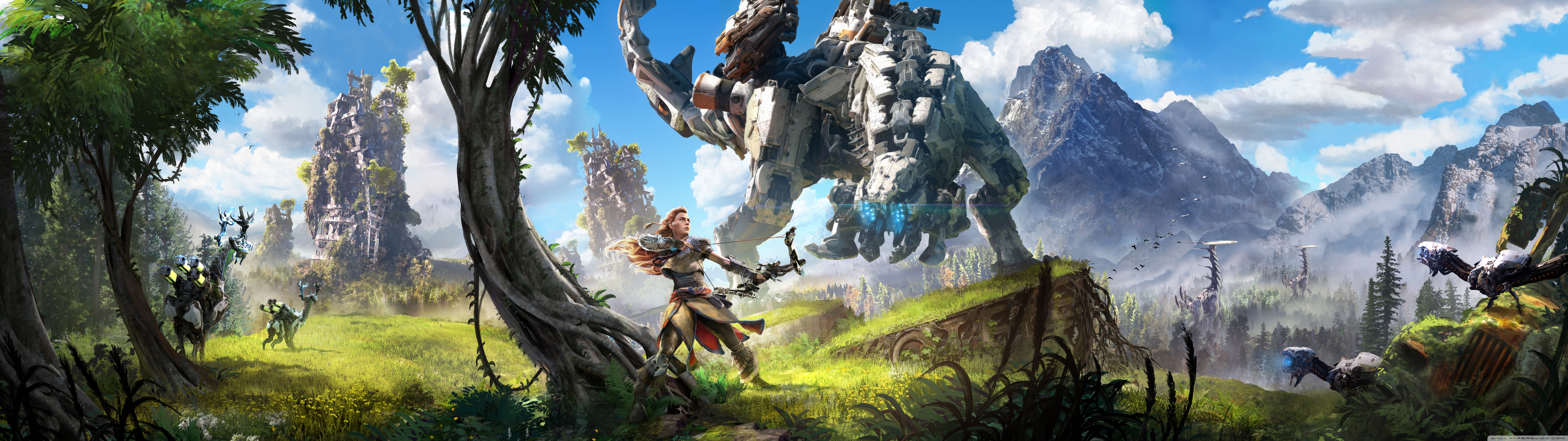 Horizon: Zero Dawn, Aloy (Horizon: Zero Dawn), video games, PlayStation 4, Thunderjaw HD Wallpaper