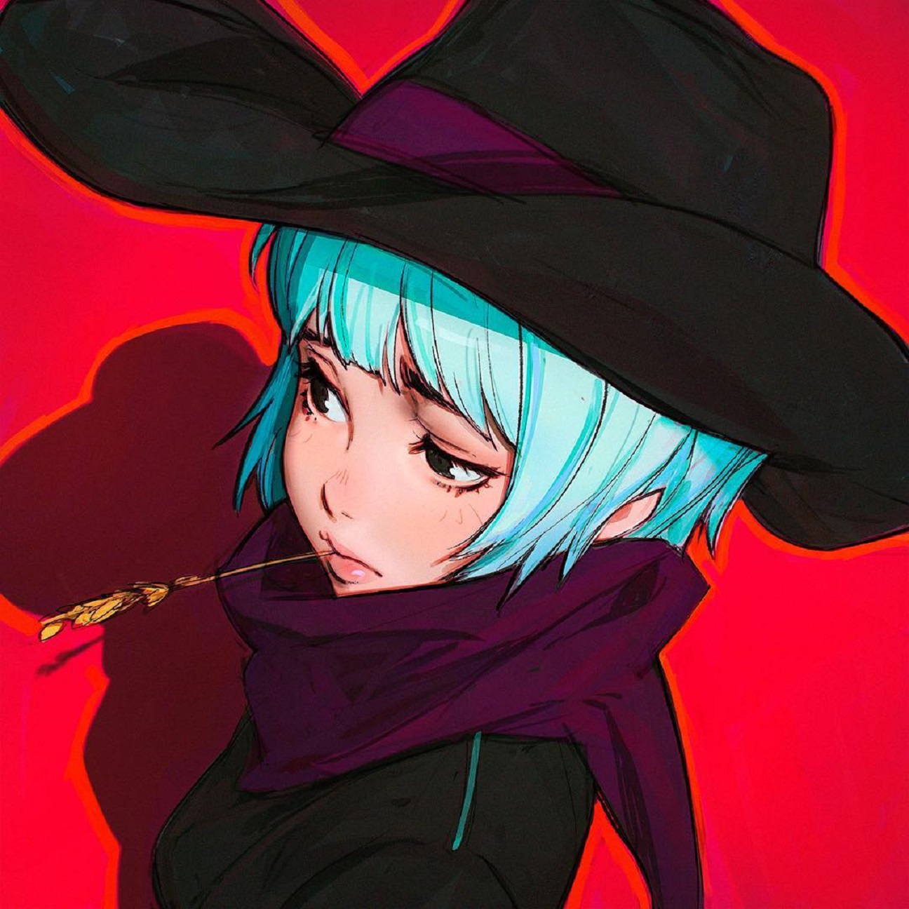 Girl with blue hair and hat by Ilya Kuvshinov HD Wallpaper