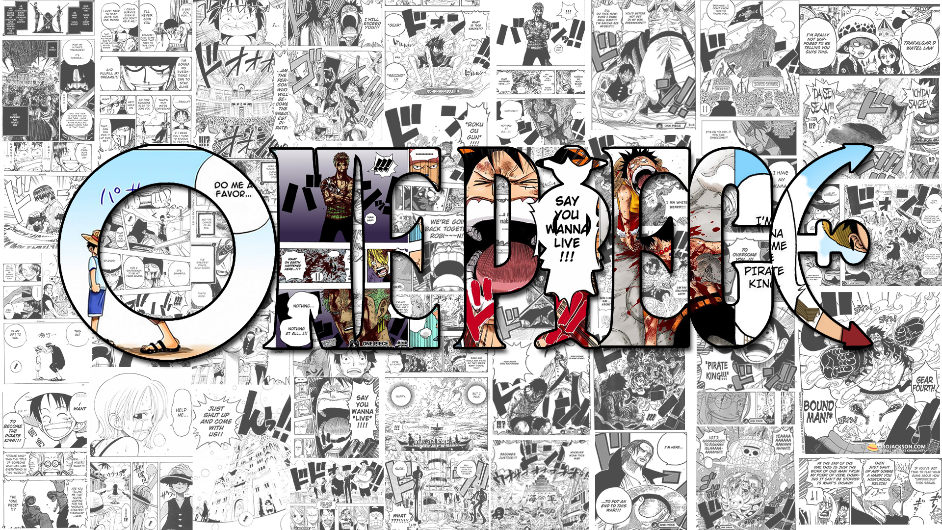One Piece Manga Collage HD Wallpaper