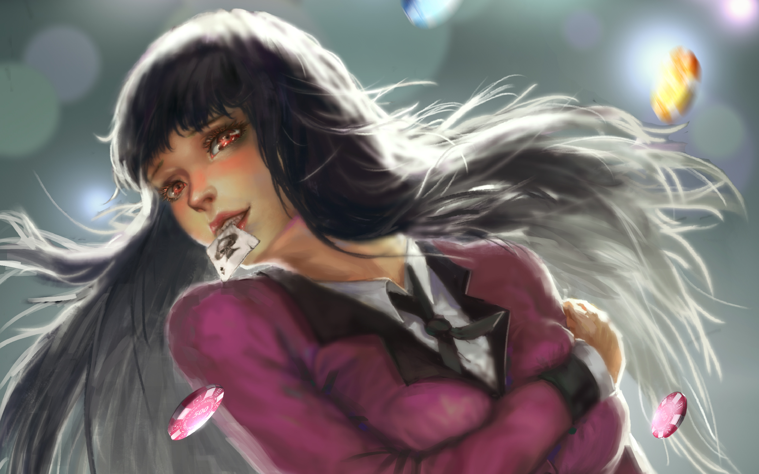 Yumeko Jabami from Kakegurui with playing cards and chips HD Wallpaper