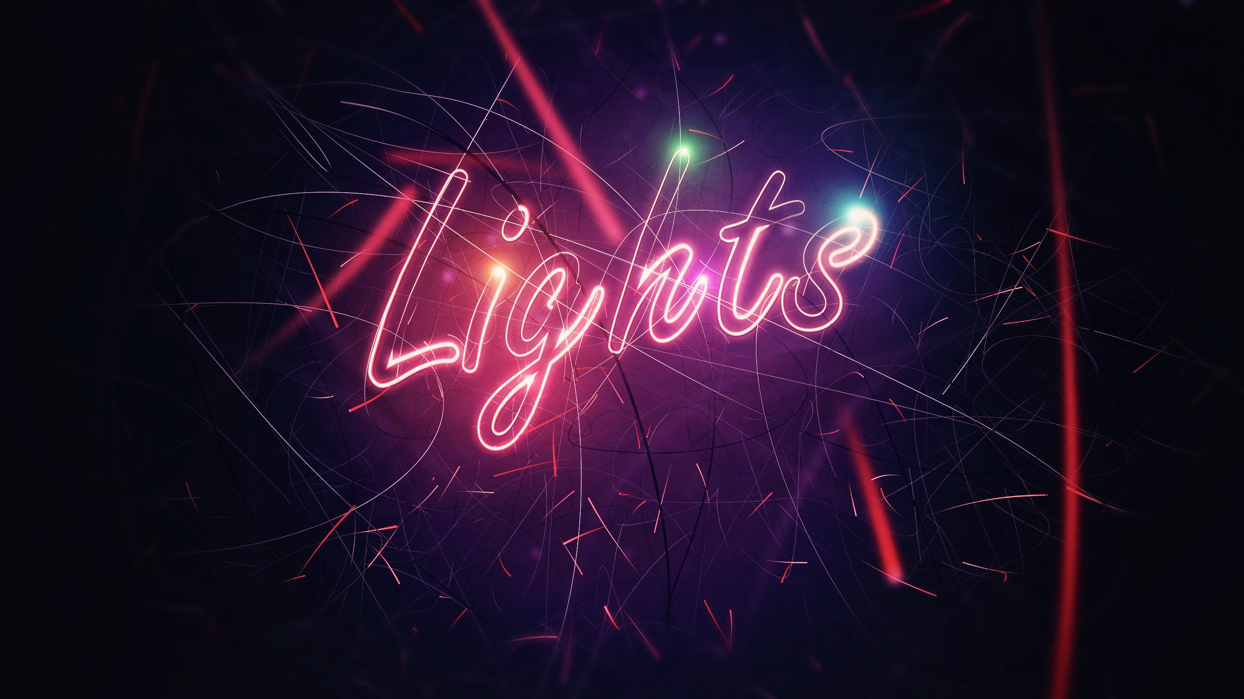 Neon lights typography digital art HD Wallpaper