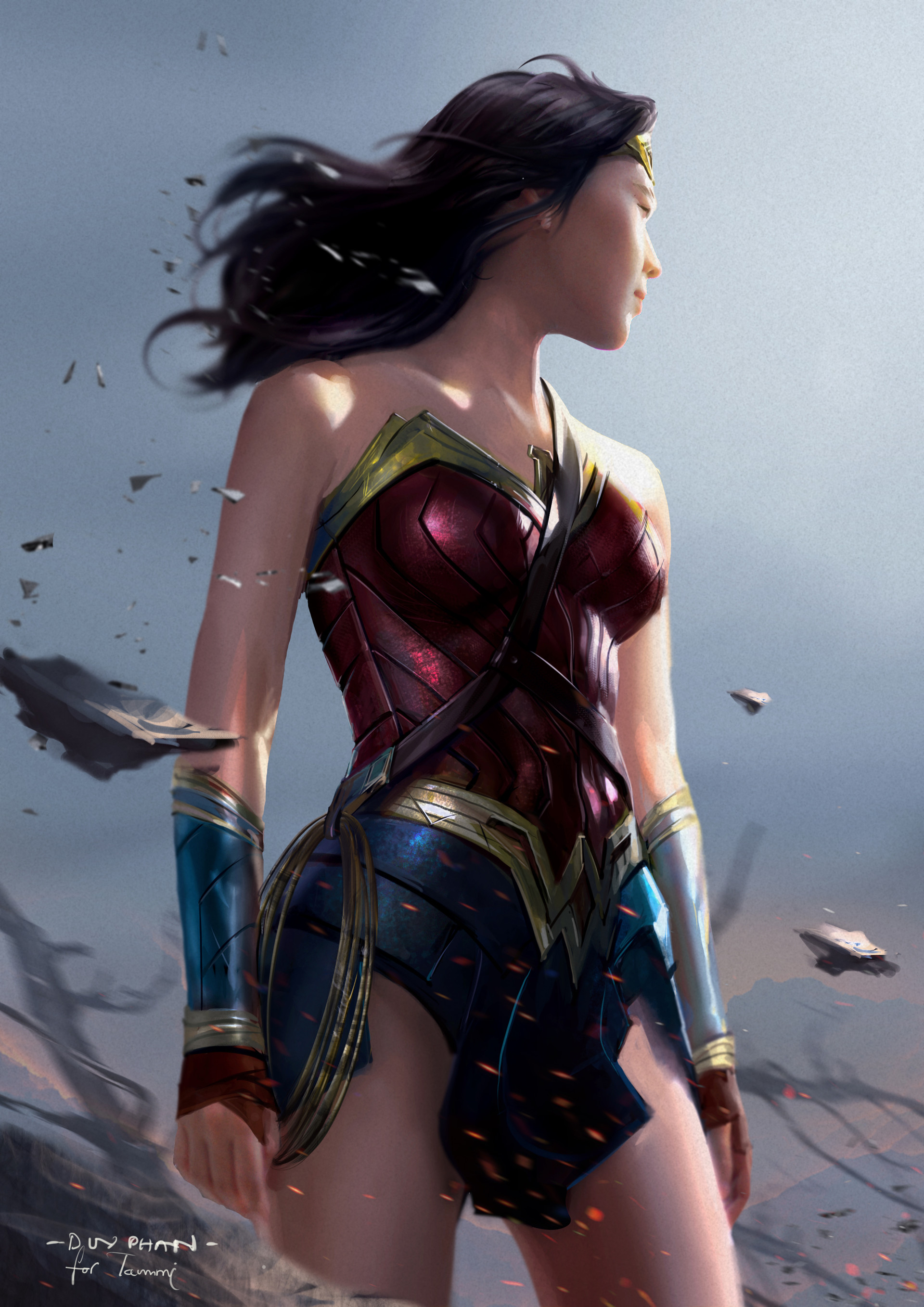 Wonder Woman in a battle scene HD Wallpaper