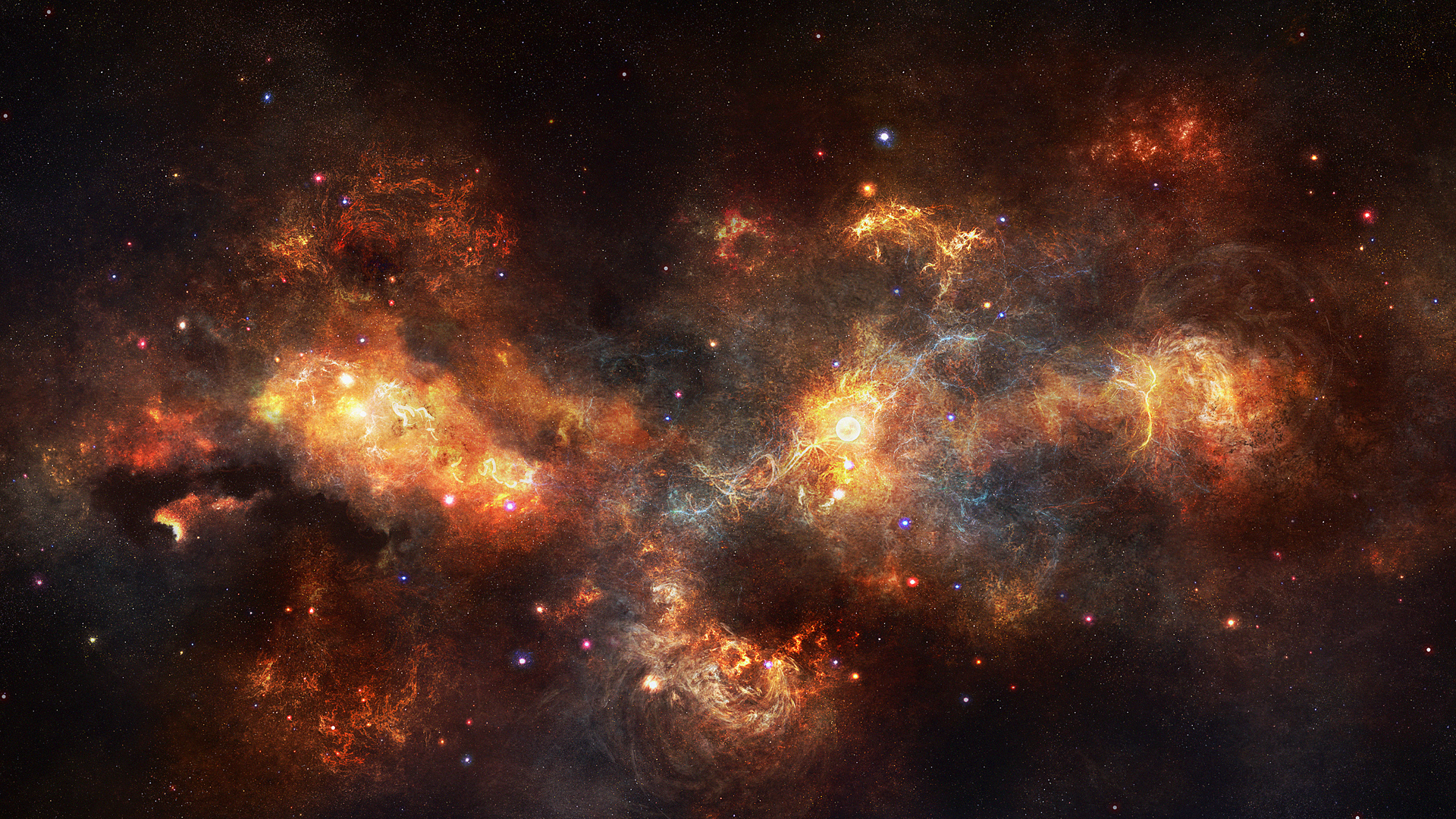 Digital art of a colorful nebula with stars HD Wallpaper