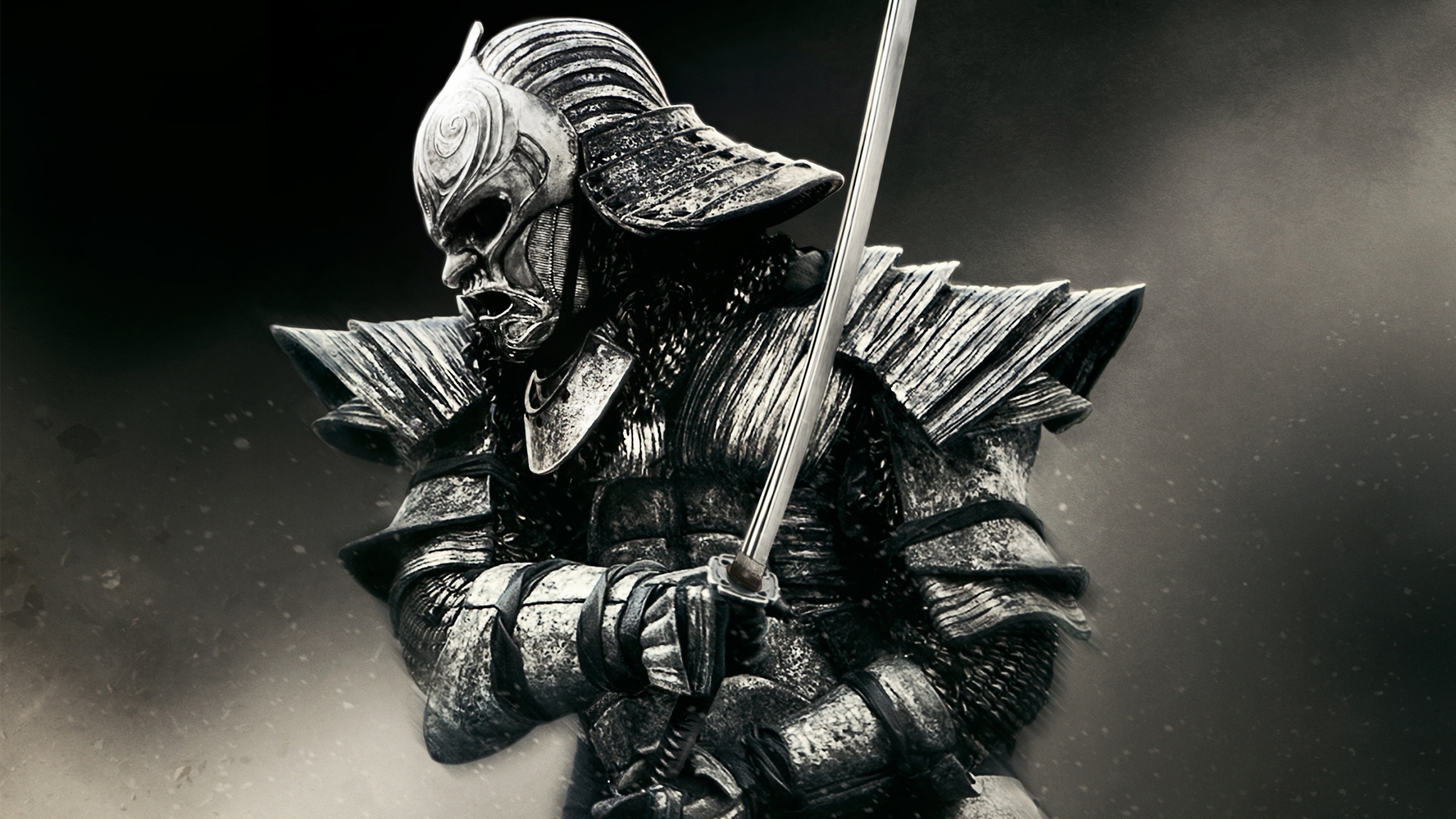 Samurai warrior in ornate armor holding a sword HD Wallpaper