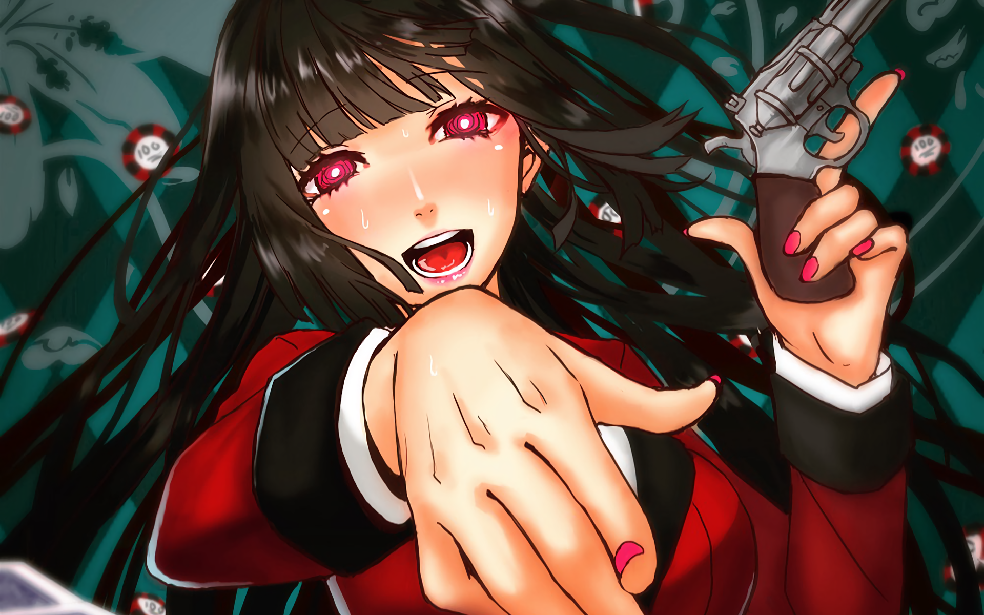 Yumeko Jabami from Kakegurui holding a gun HD Wallpaper