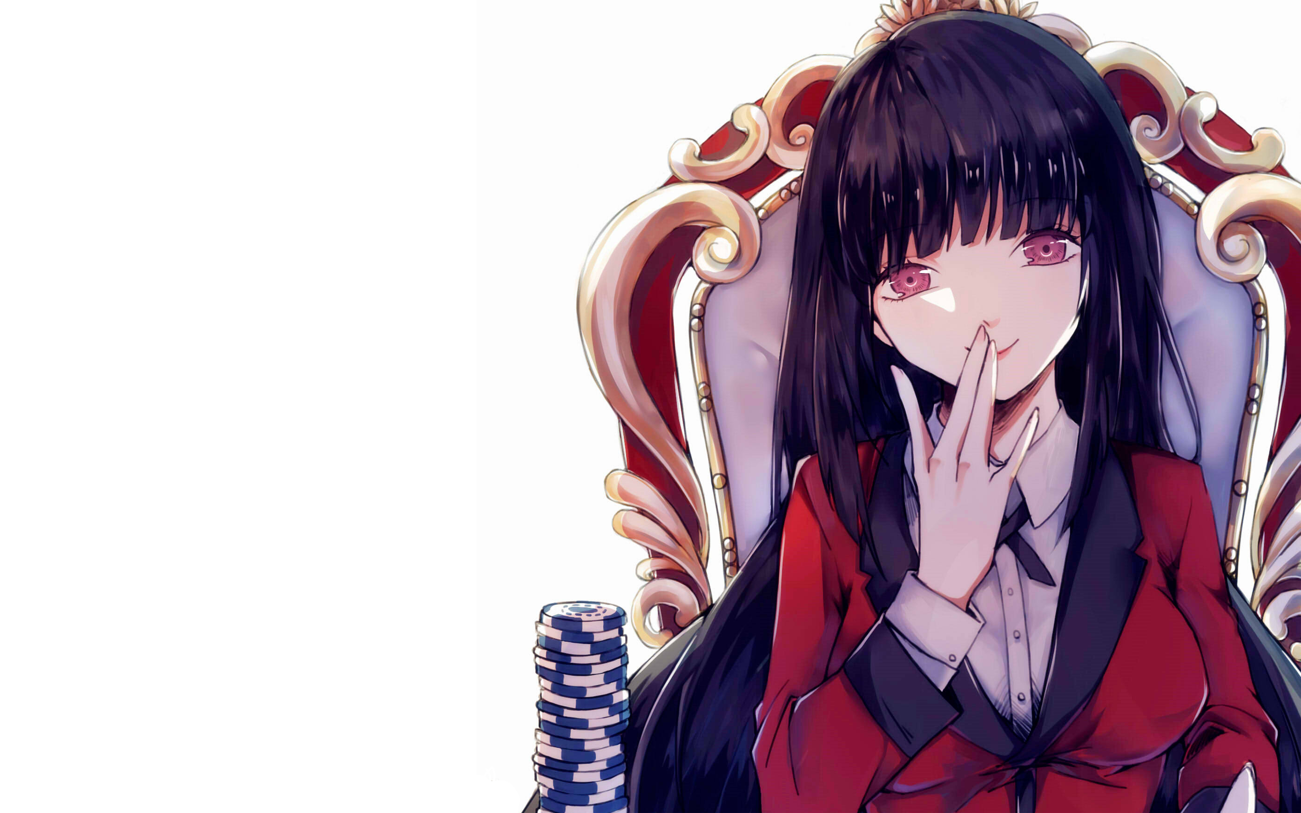 Yumeko Jabami from Kakegurui sitting on a throne HD Wallpaper