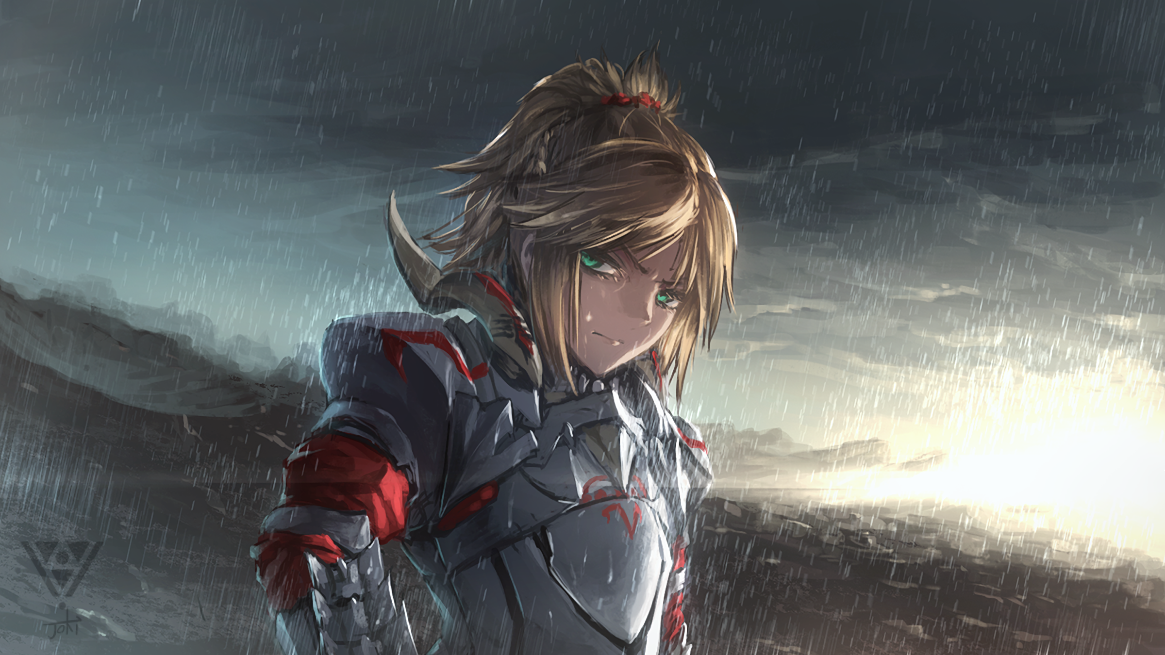 Mordred from Fate/Apocrypha in the rain HD Wallpaper