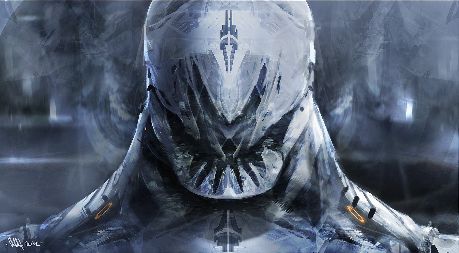 Sci-fi character with crystalline armor HD Wallpaper