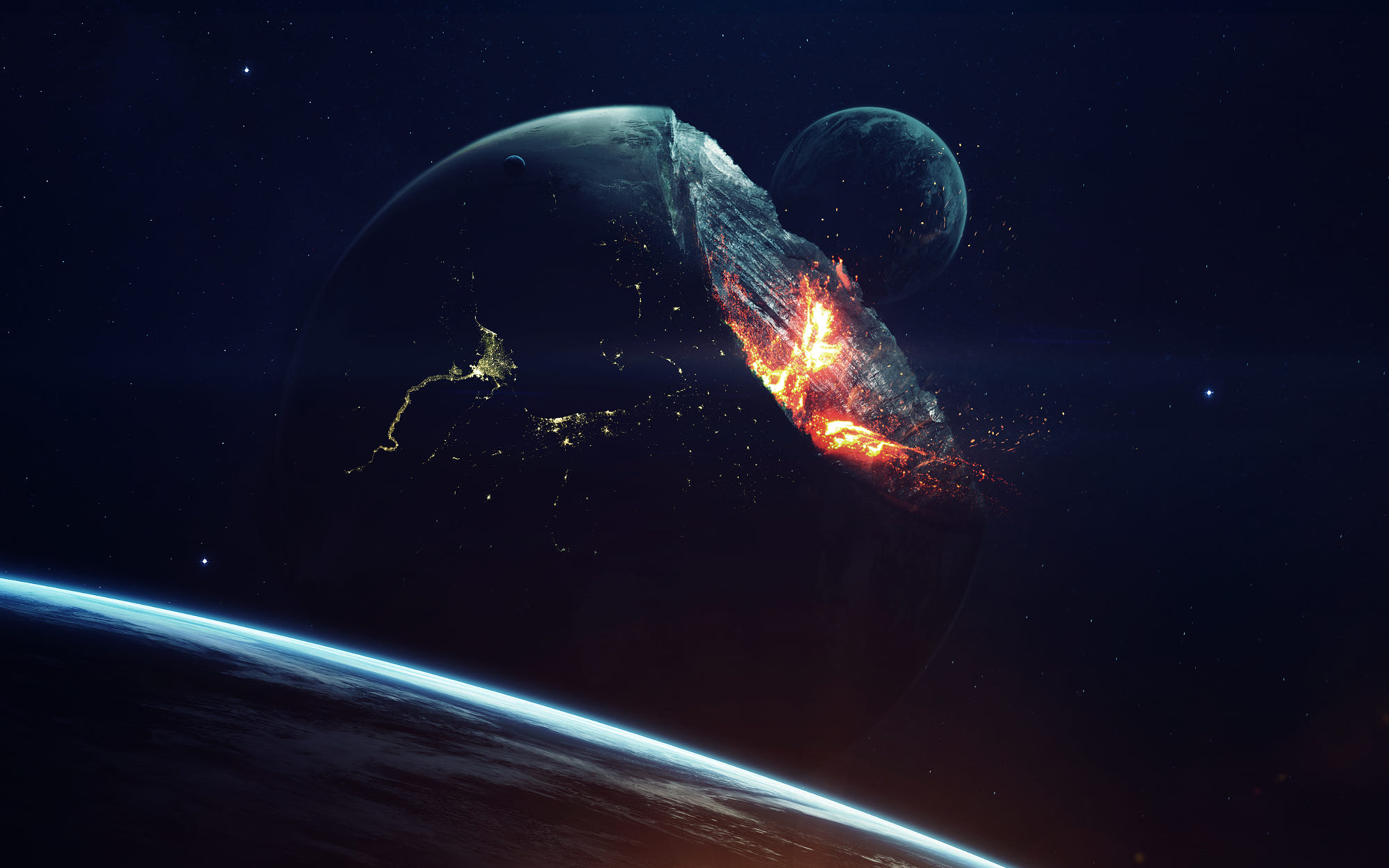 Vadim Sadovski's apocalyptic planet in space HD Wallpaper