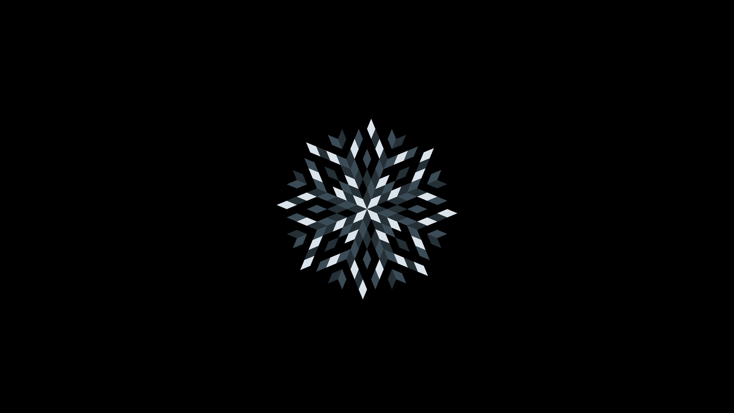 Geometric snowflake pattern on black background HD Wallpaper