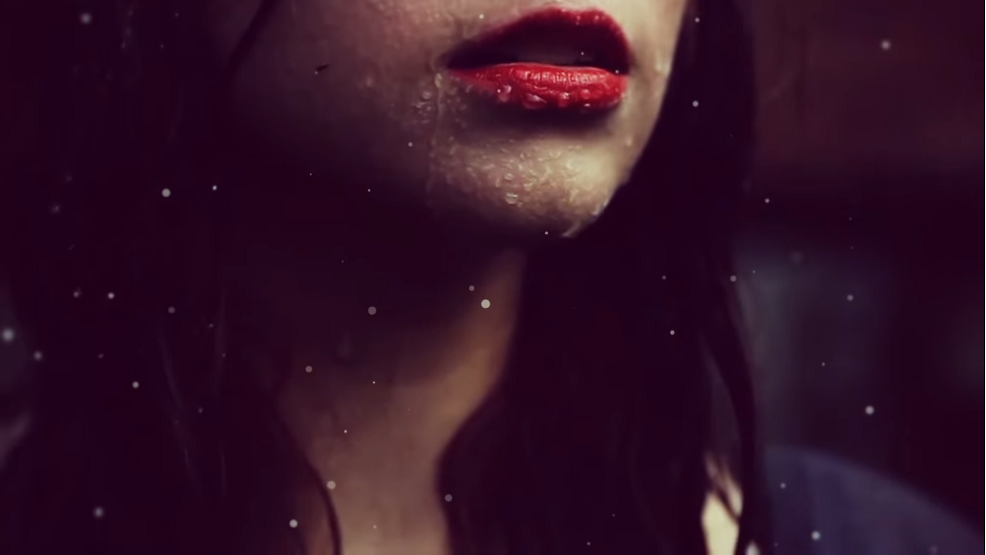 Close-up of woman's lips with water droplets HD Wallpaper