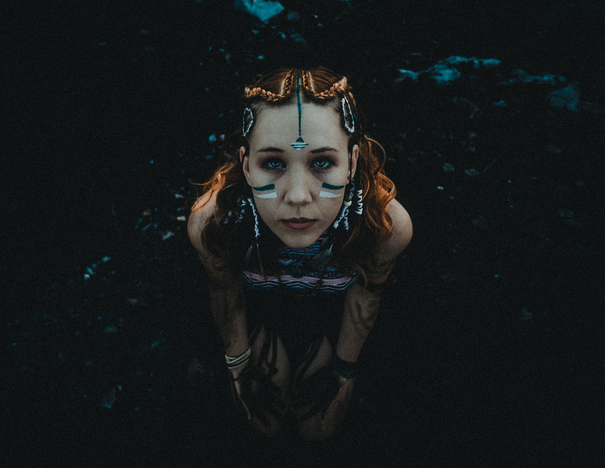 Woman with face paint and braids HD Wallpaper