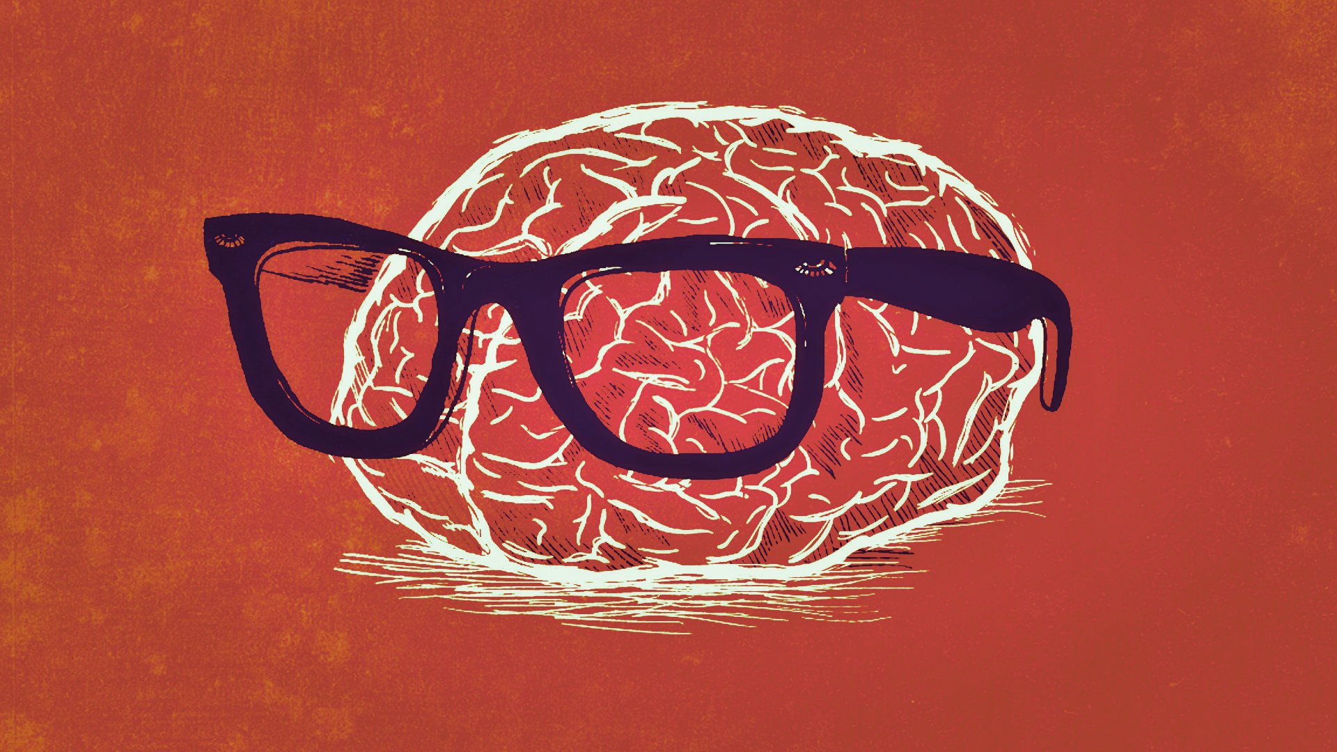 Brain wearing glasses illustration HD Wallpaper